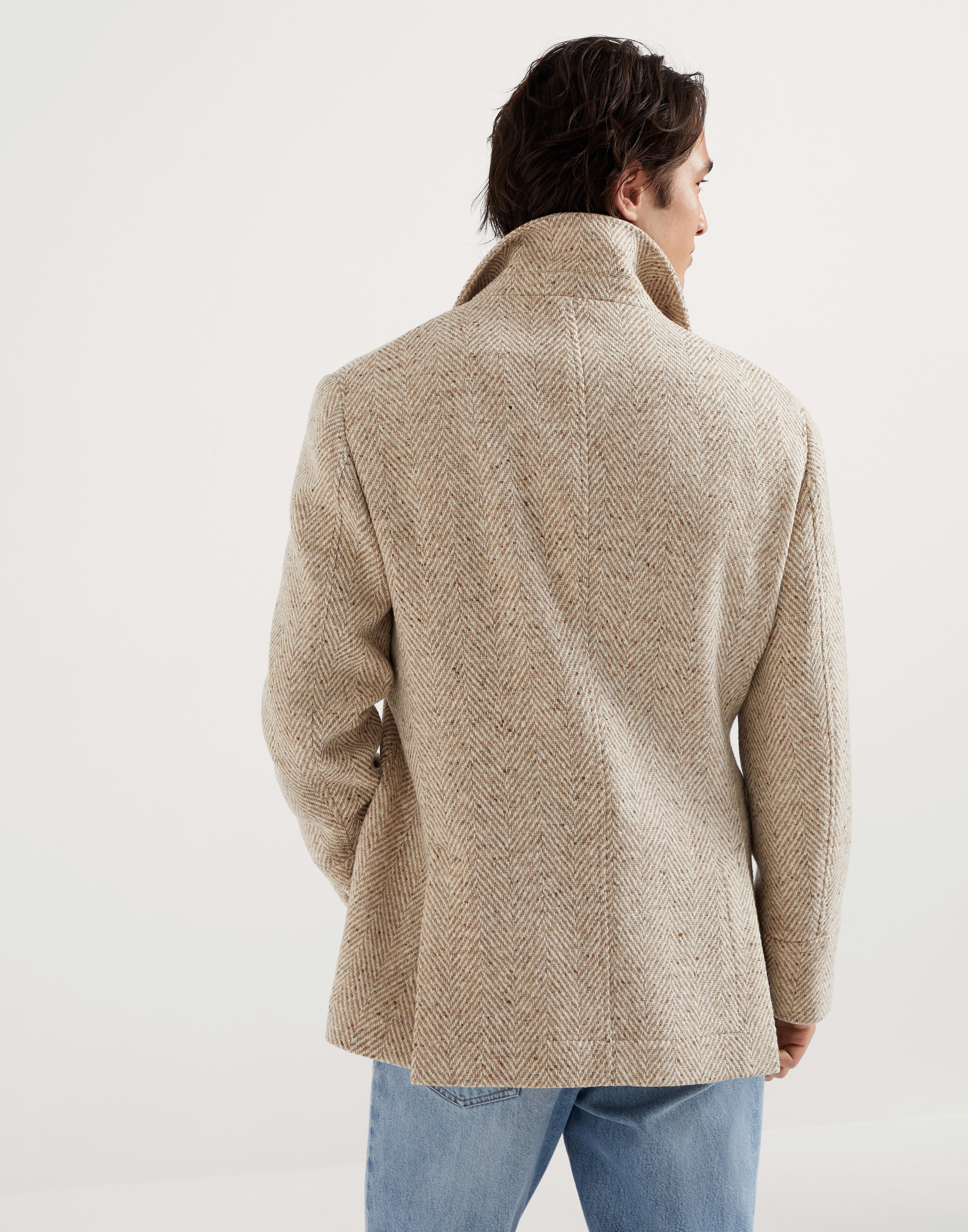 Virgin wool chevron pea coat with metal buttons - 2