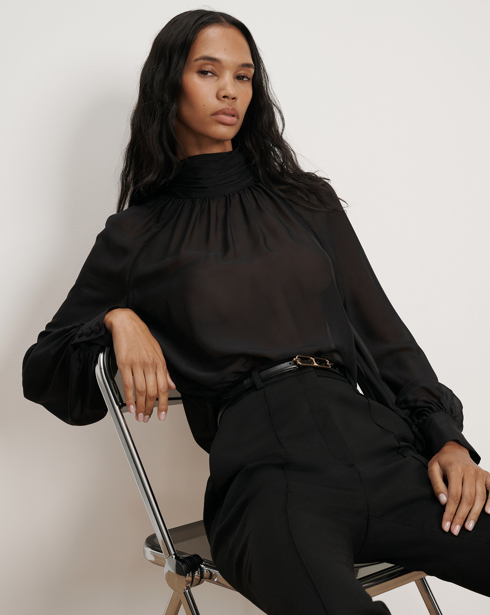 ALYSSA SILK TURTLENECK BLOUSE - 2