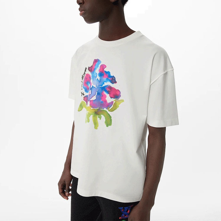 Men's LOUIS VUITTON SS22 Printing Pattern Round Neck Short Sleeve White 1A9GP3 - 4