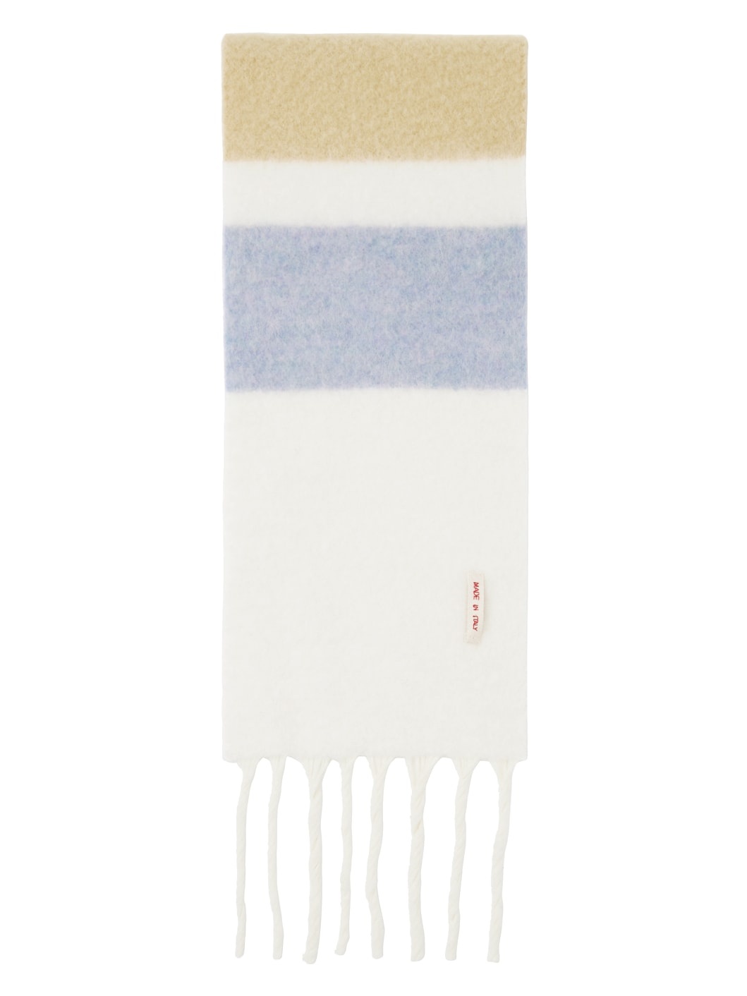 White & Blue Striped Alpaca Scarf - 2