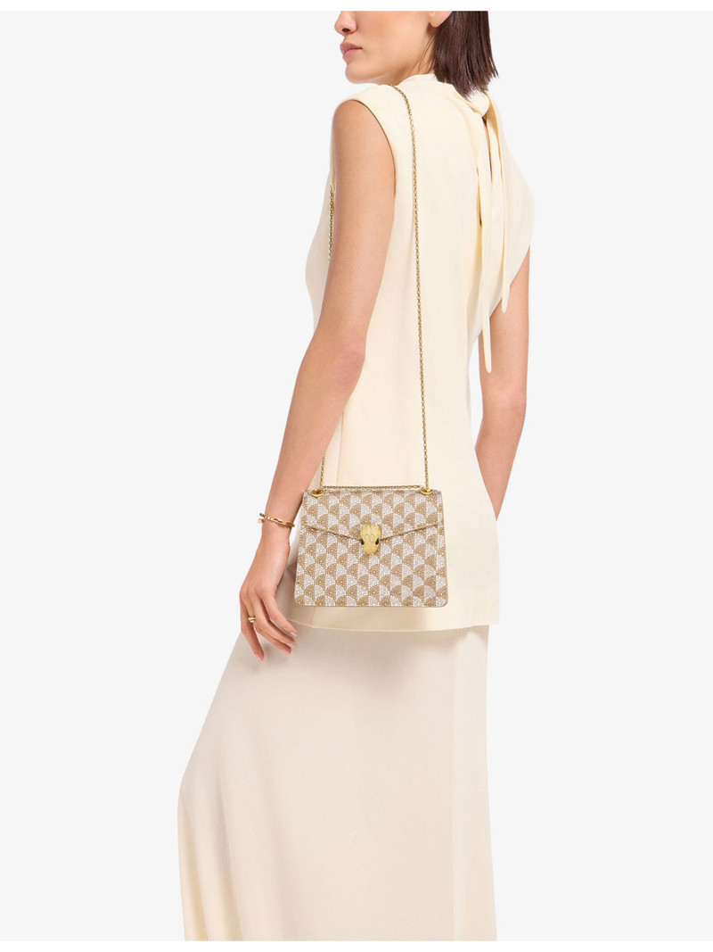 BVLGARI Serpenti Forever Day-to-Night Small Calla Crystal And Suede Shoulder Bag outlook