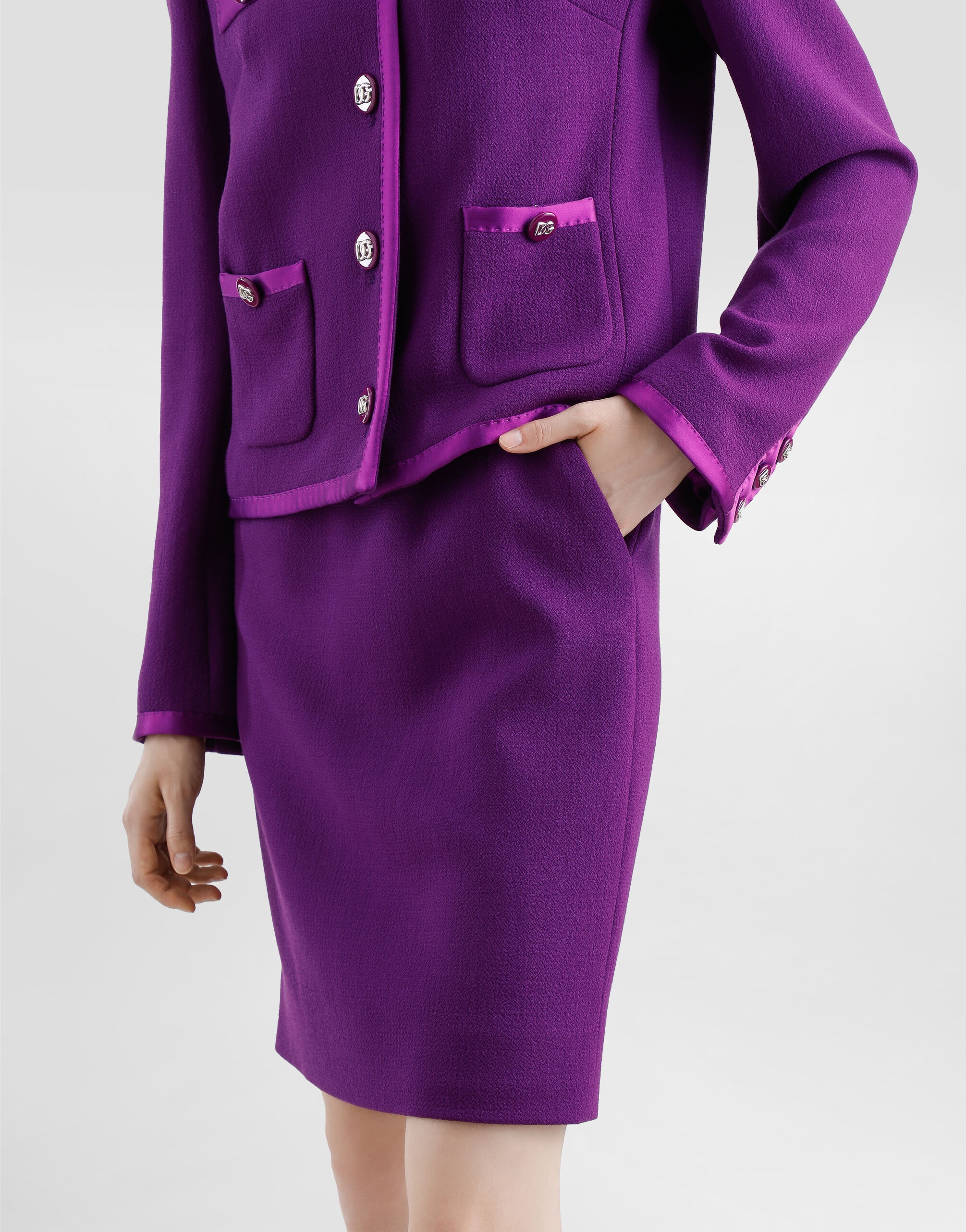 Wool crepe midi pencil skirt - 5
