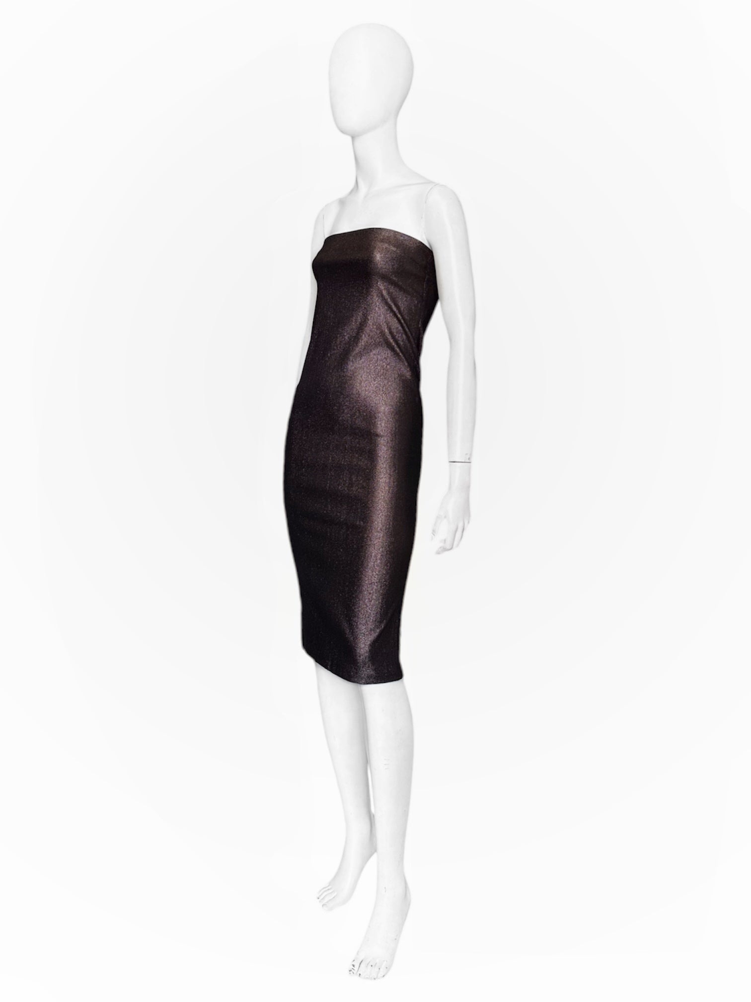 Gucci Spring 1997 Tom Ford Metallic Brown Lurex Tube Dress 38 - 3
