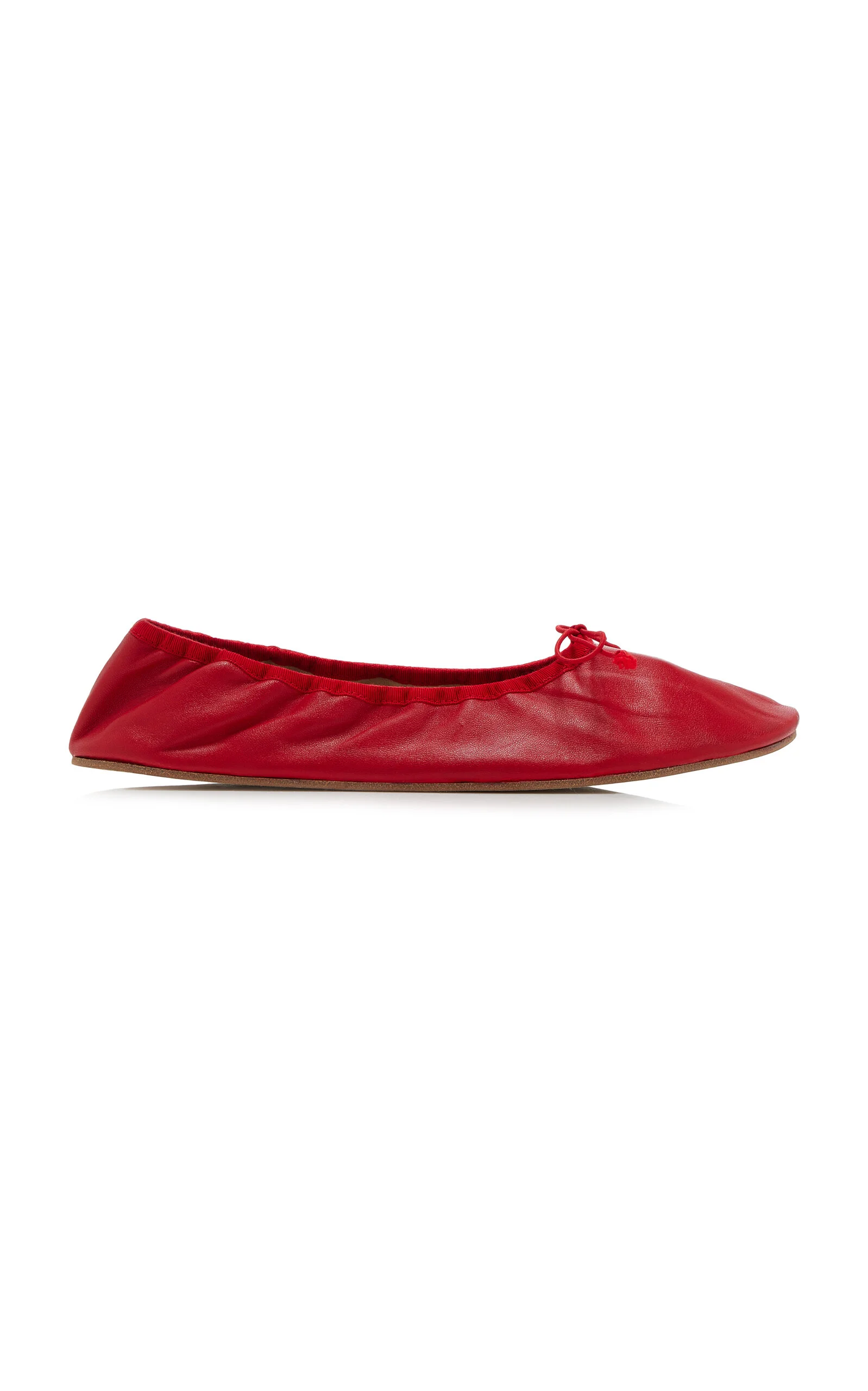 Round Leather Ballet Flats red - 1