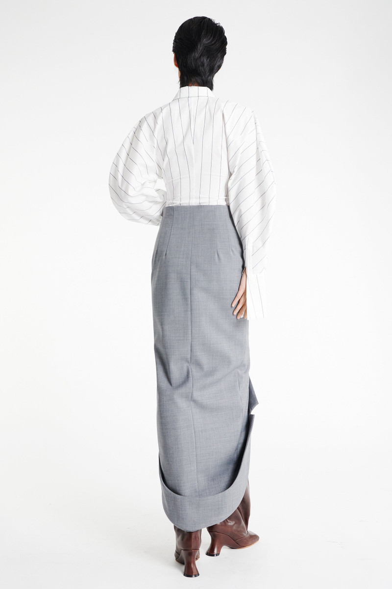 TAILORED SKIRT WITH JACKET COLLAR AT HEM GREY MELANGE 7