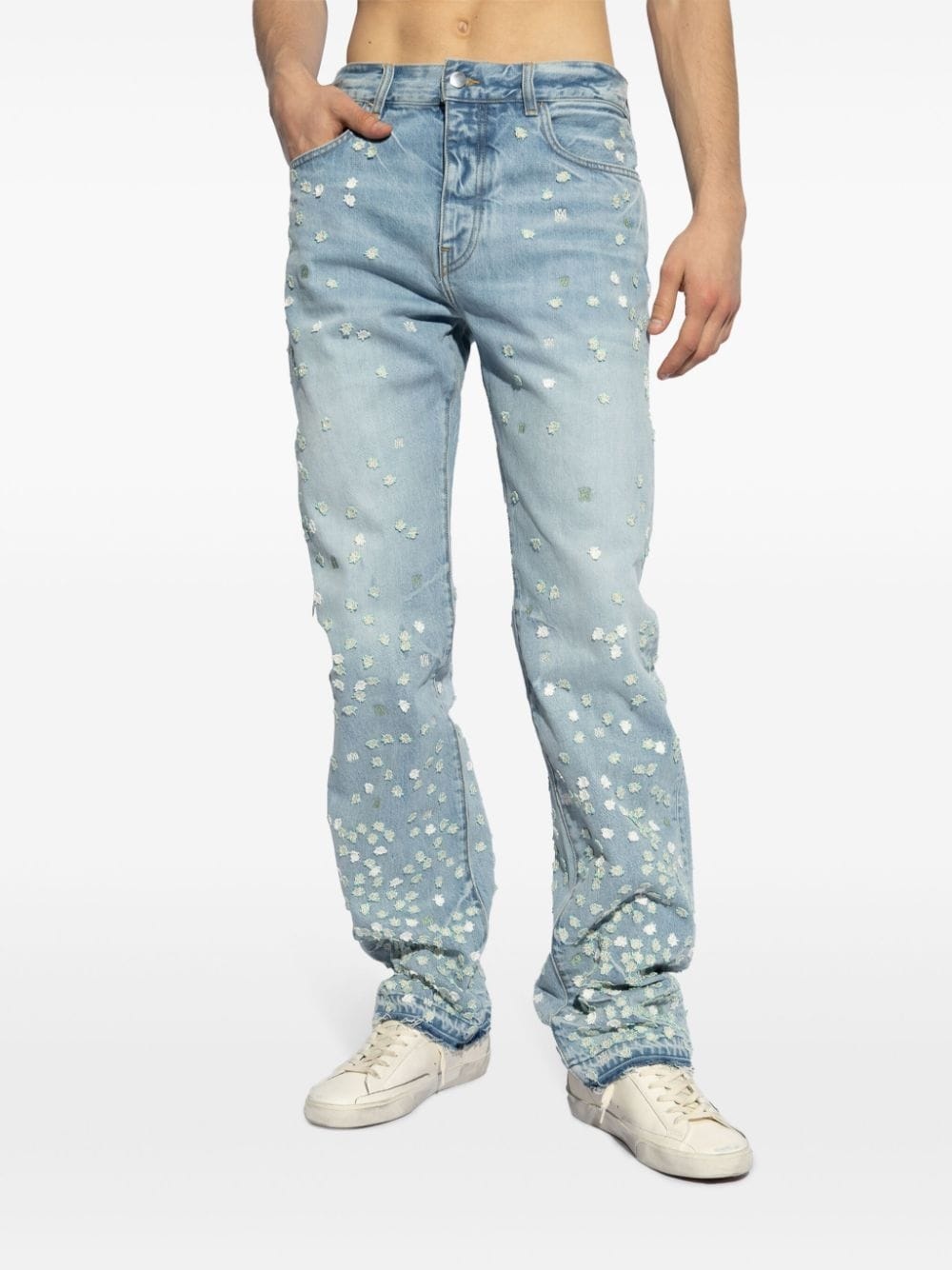 spot-appliquÃ©d straight-leg jeans - 3