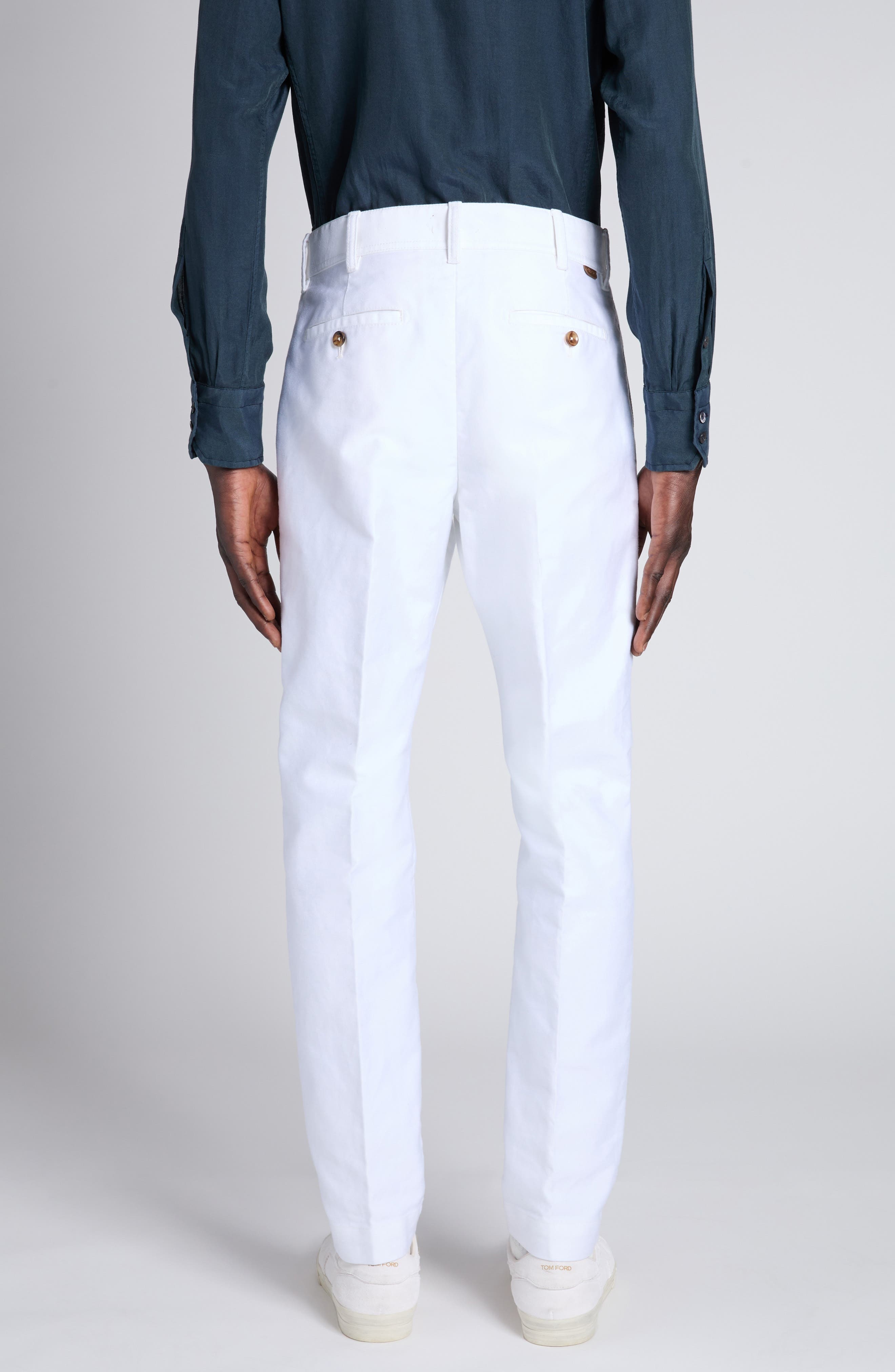 TOM FORD Brushed Cotton Sateen Chinos in Aw004 Ivory at Nordstrom - 3