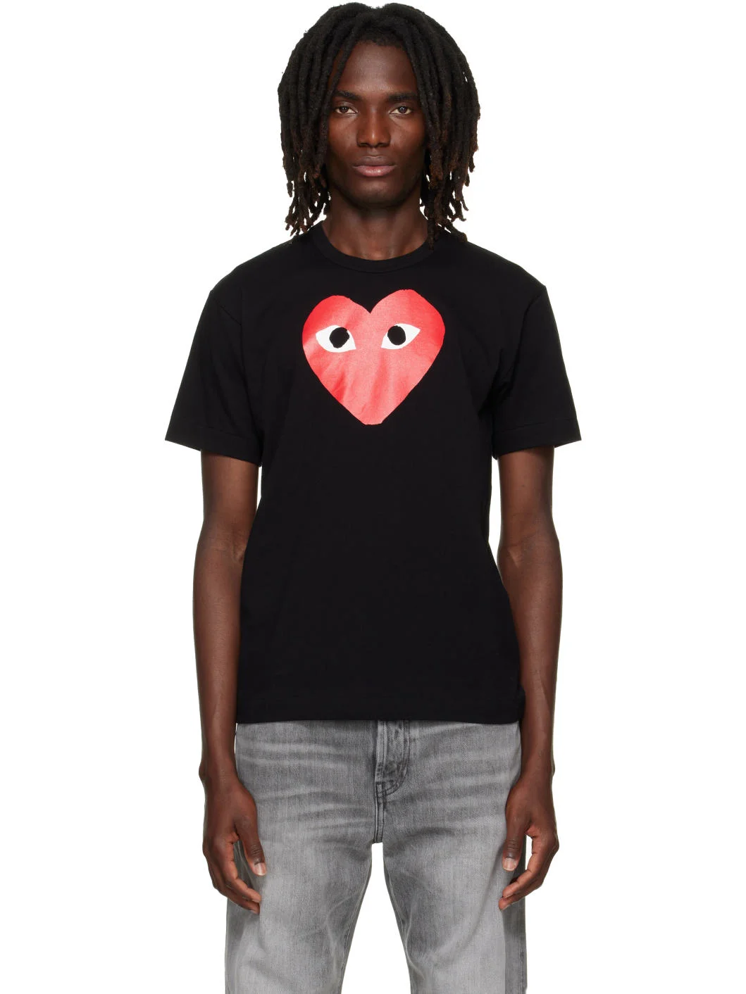 Black 'Red Heart' Logo Print T-shirt - 1