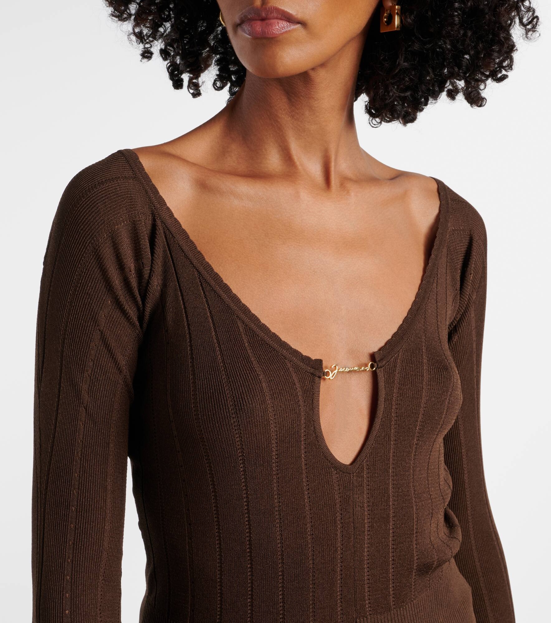 Pralù logo ribbed-knit top - 4