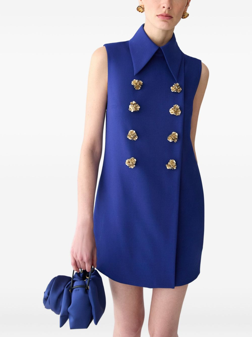 sleeveless double-breasted mini day dress - 4