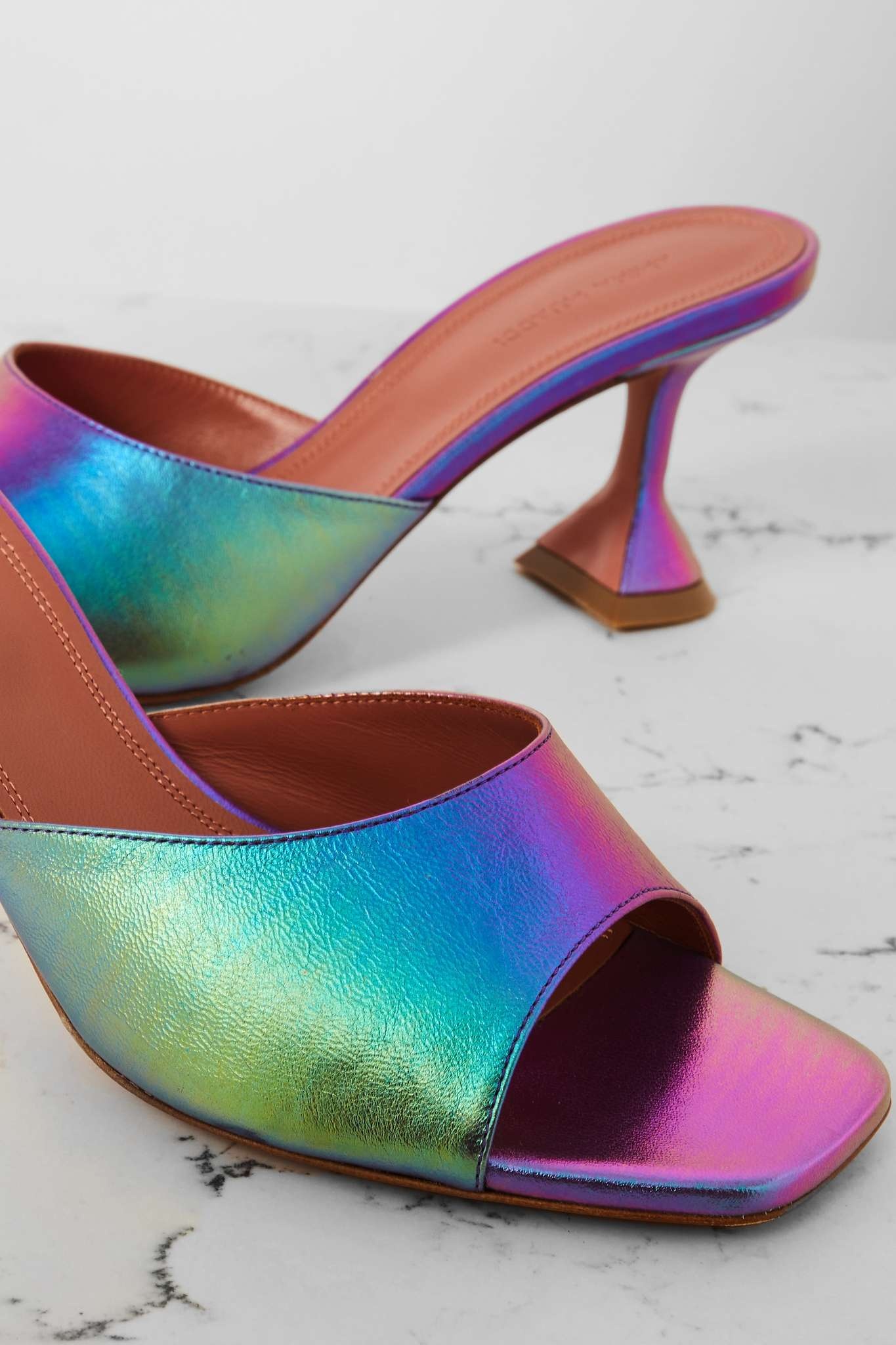 Lupita iridescent leather mules - 4