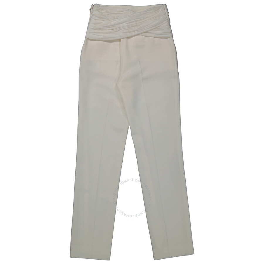 Burberry Ladies Optic White Sash Detail Technical Wool Tailored Trousers - 2