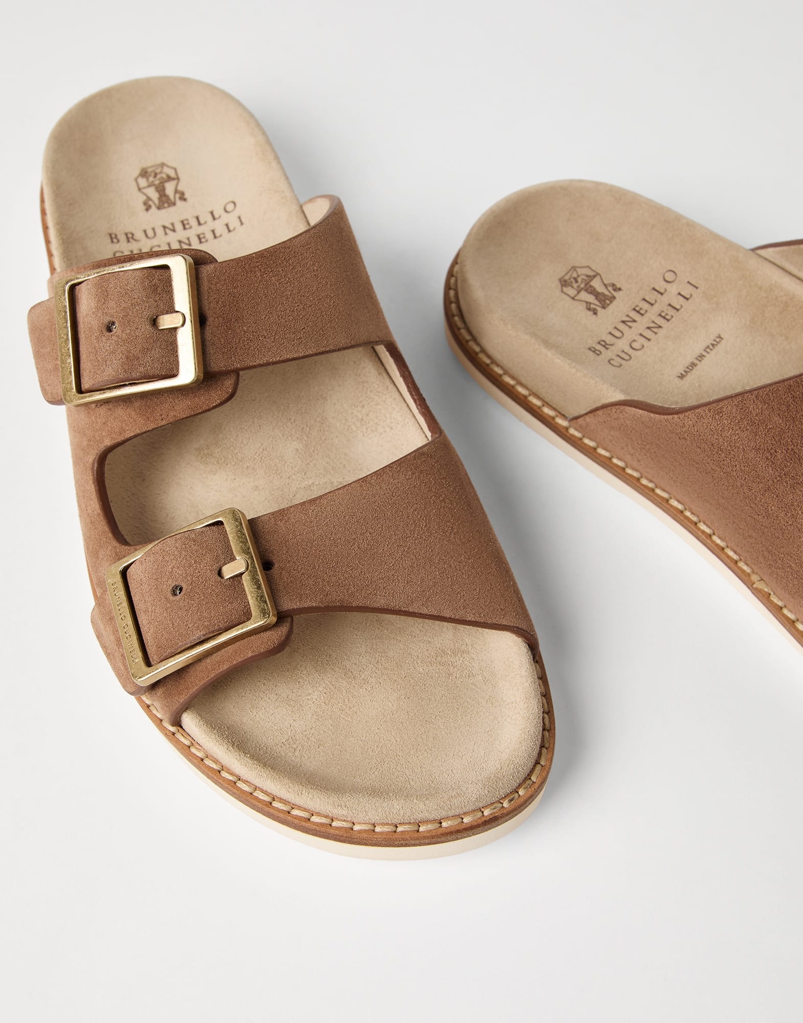 サンダル BRUNELLO CUCINELLI Urban Slides in washed suede Brunello Cucinelli Washed suede urban slides | REVERSIBLE