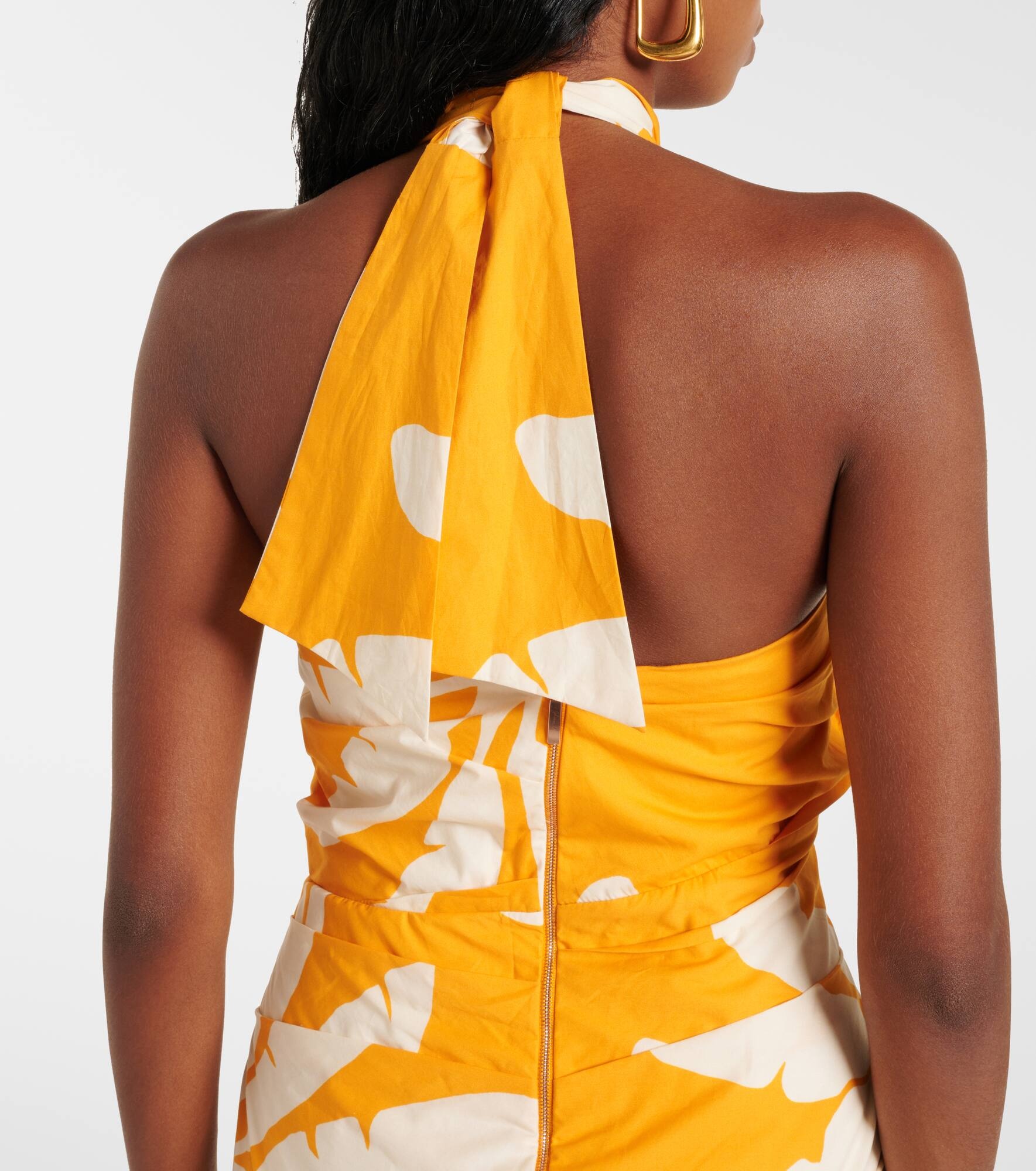 Printed twisted cutout midi dress - 6