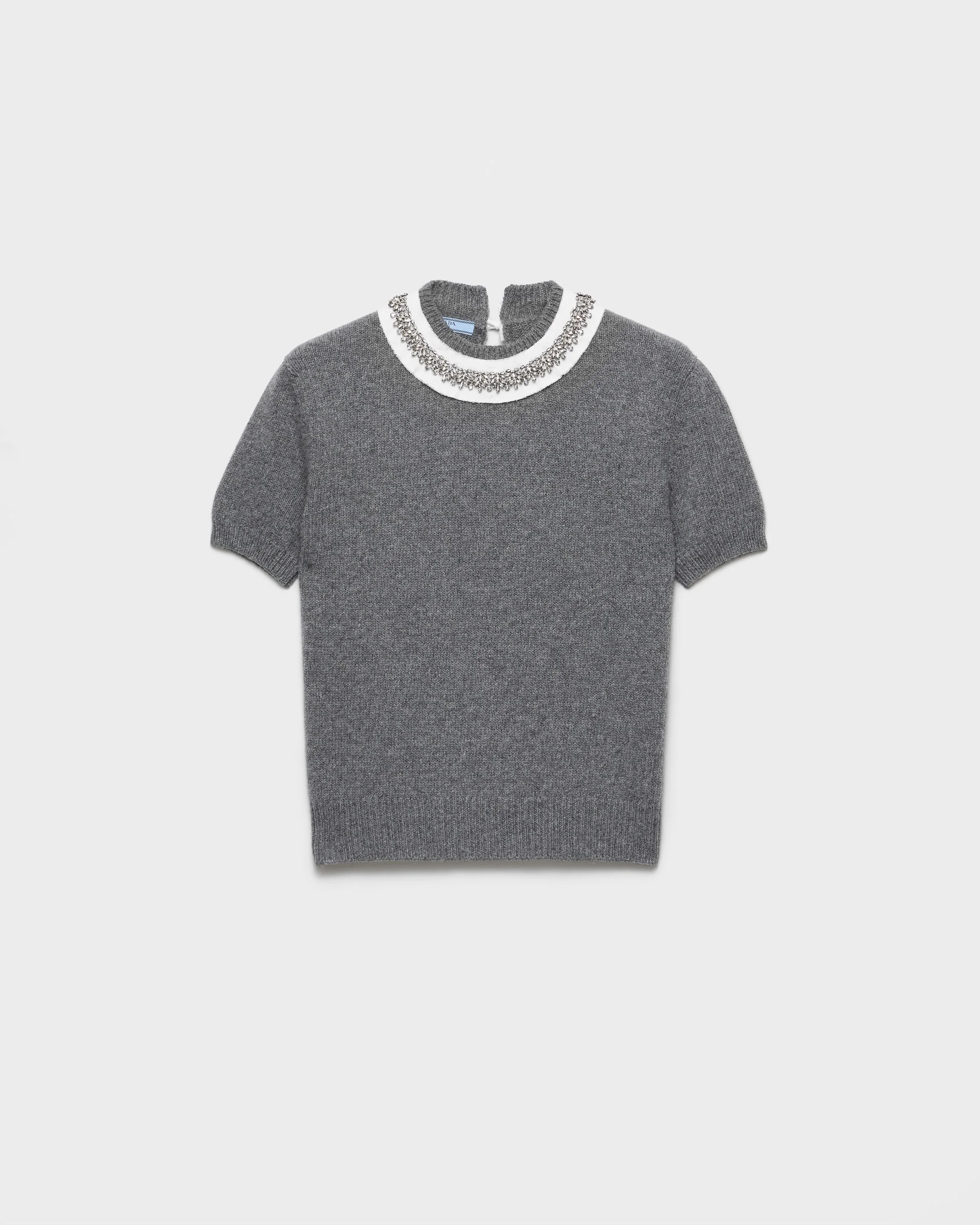 Short-sleeved wool and cashmere sweater - 1