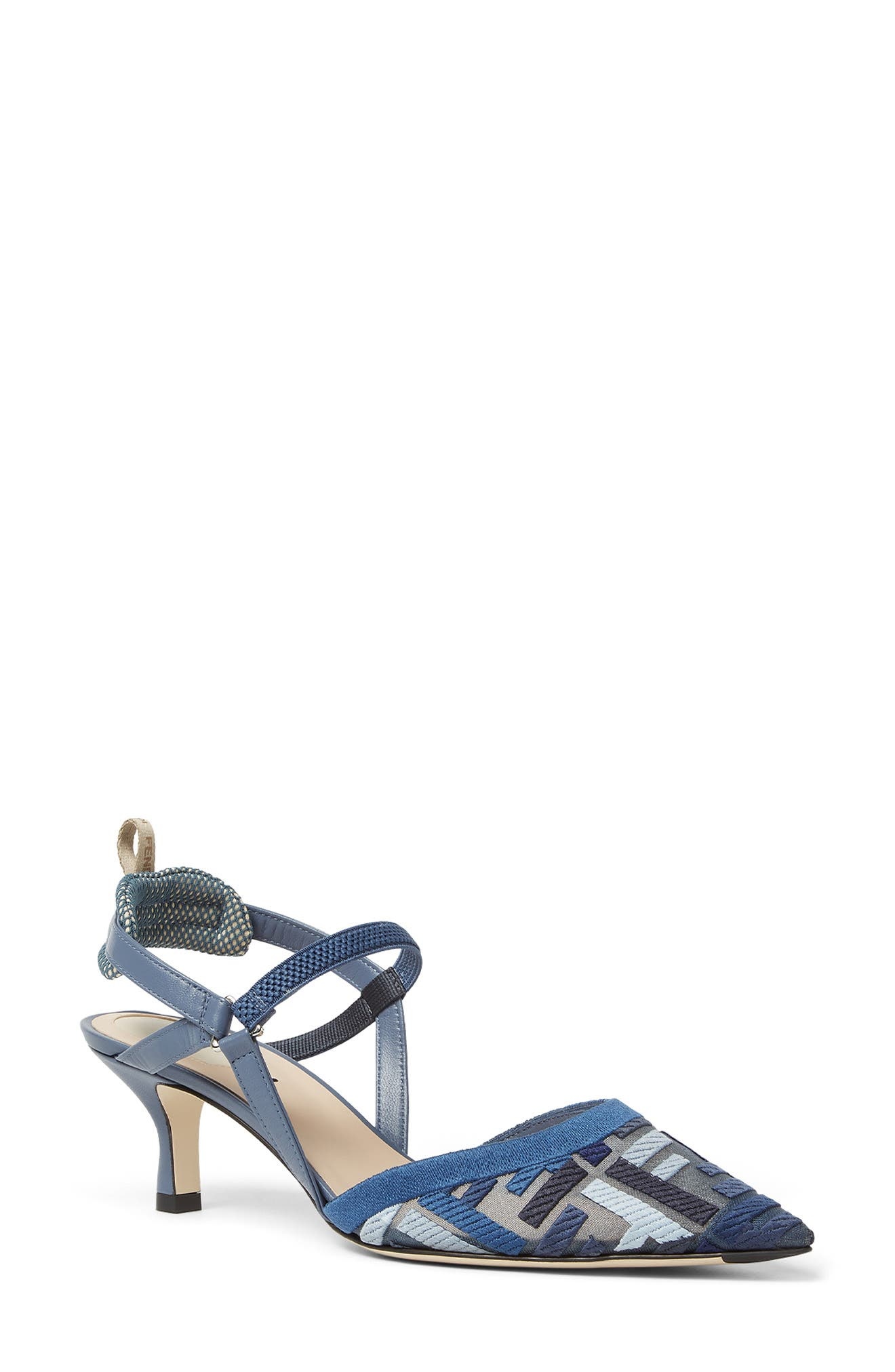 Fendi Colibrì Lite Pointed Toe Slingback Pump in Blue Multicolor at Nordstrom - 1