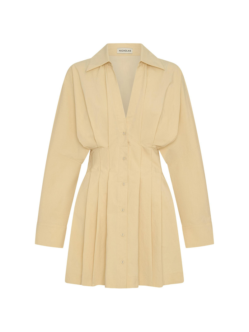 Women's Fabienne Pleated Mini Shirtdress - Butter 1