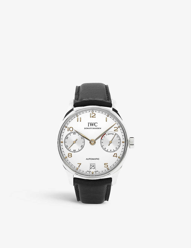 IW500704 Portugieser stainless-steel and leather automatic watch 1