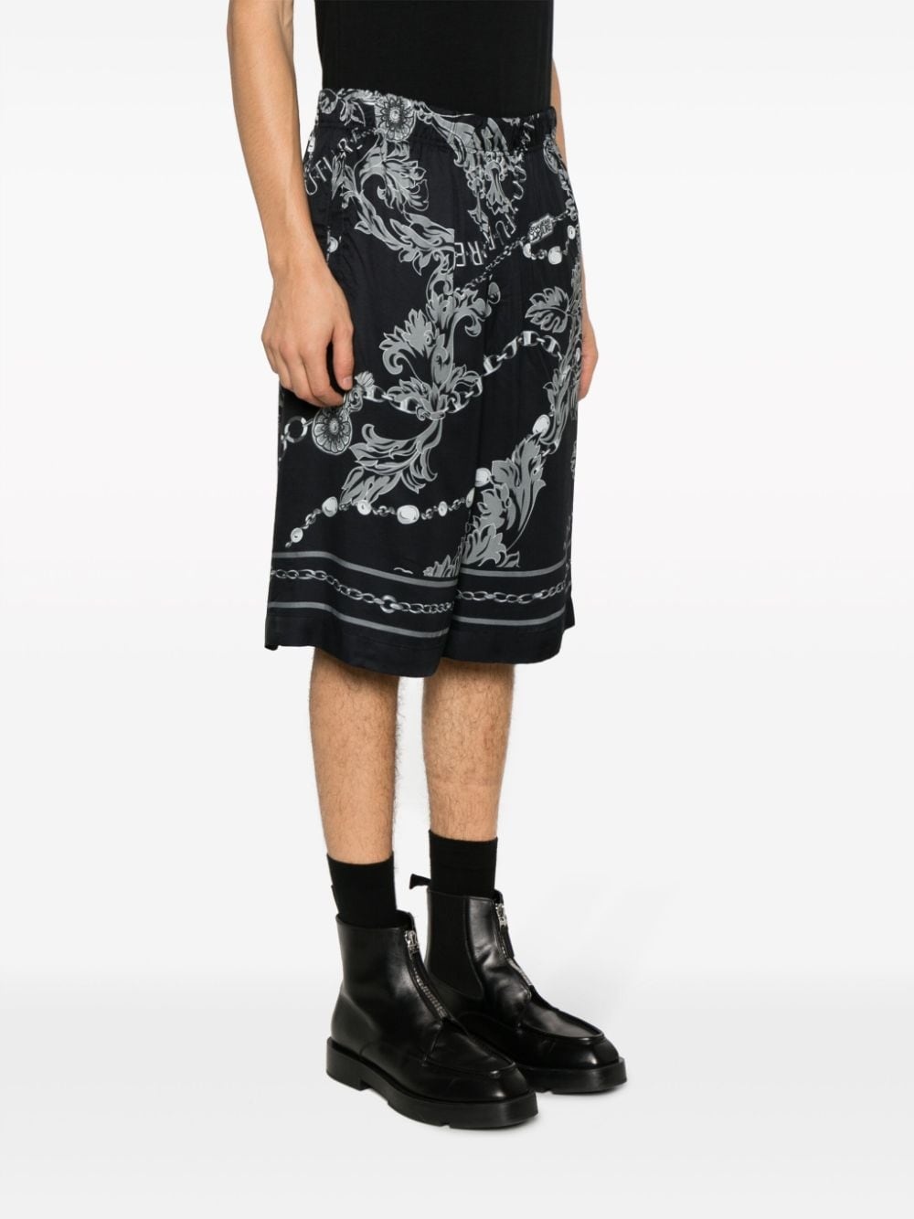 Barocco-print drop-crotch shorts - 3