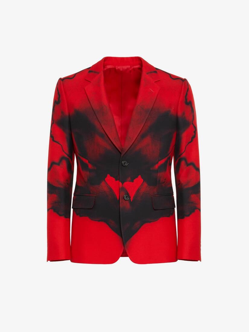 Men's Ink Flower Single-breasted Jacket in Red/black - 1