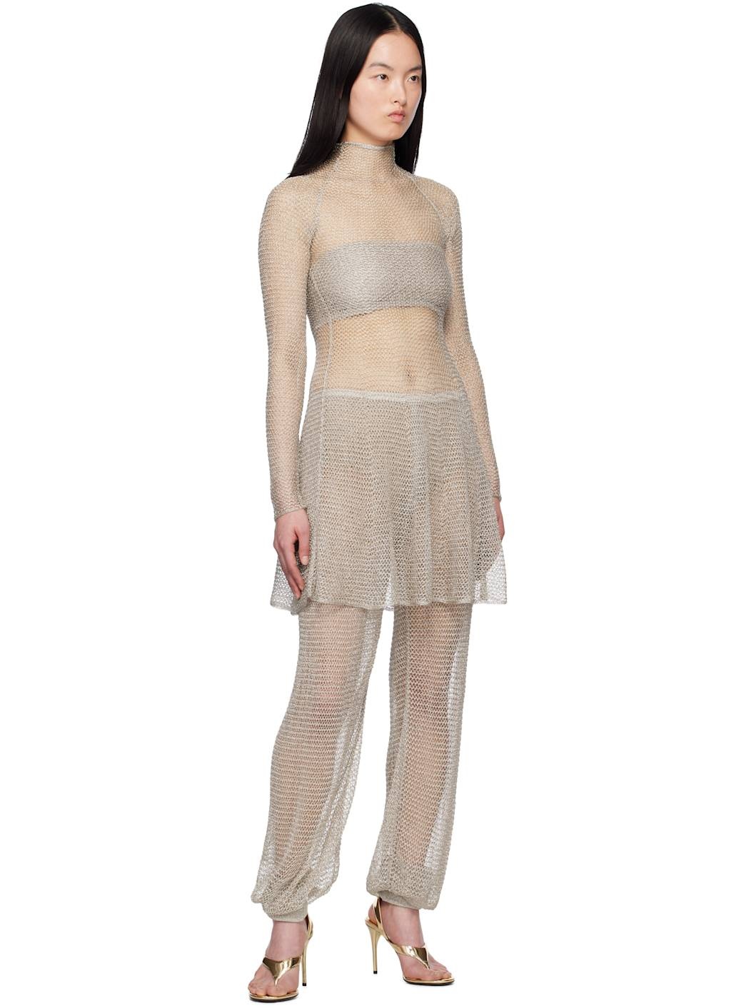 Silver Mesh Knit Balloon Trousers - 4
