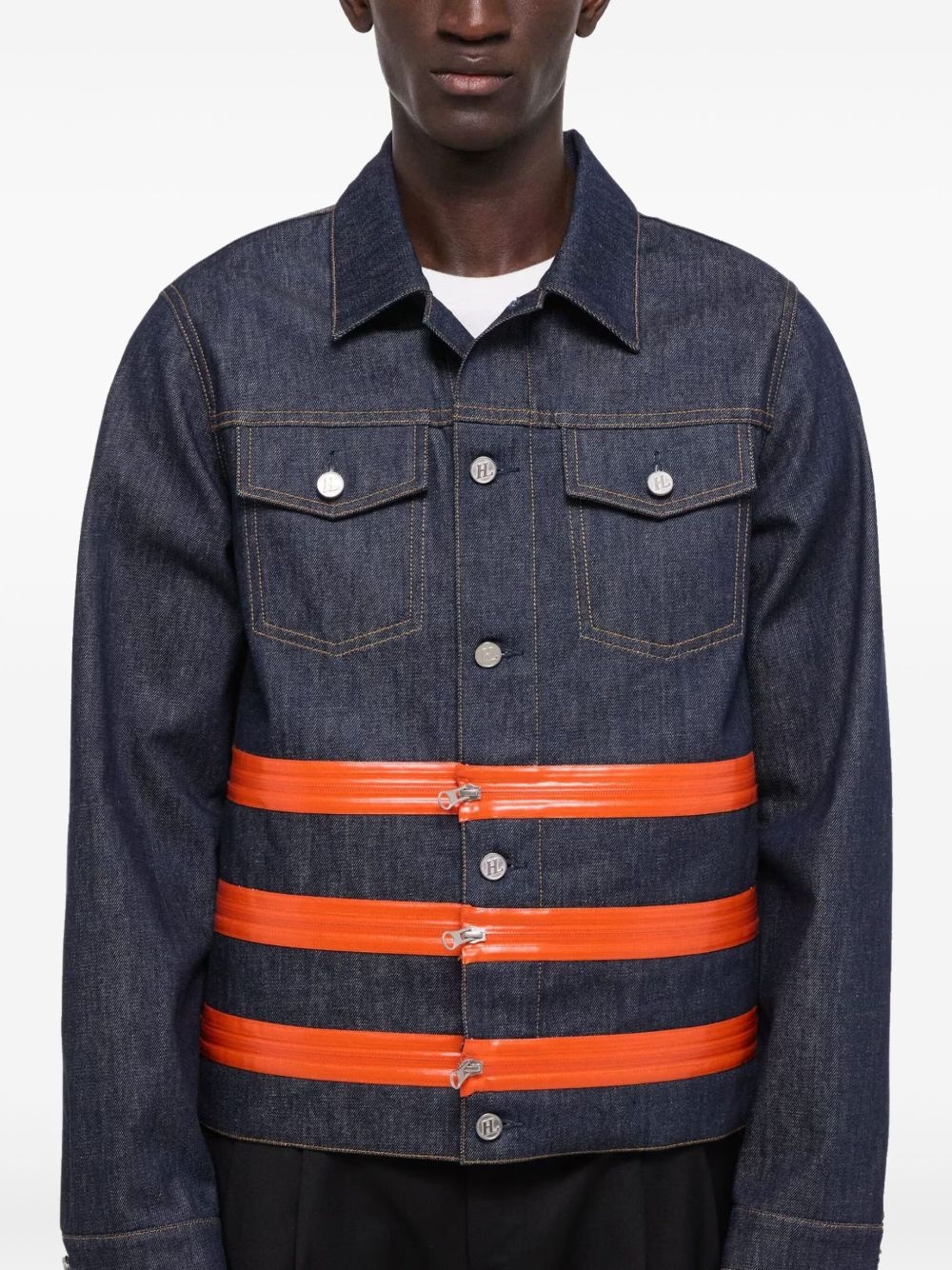 zip-detail denim trucker jacket - 5