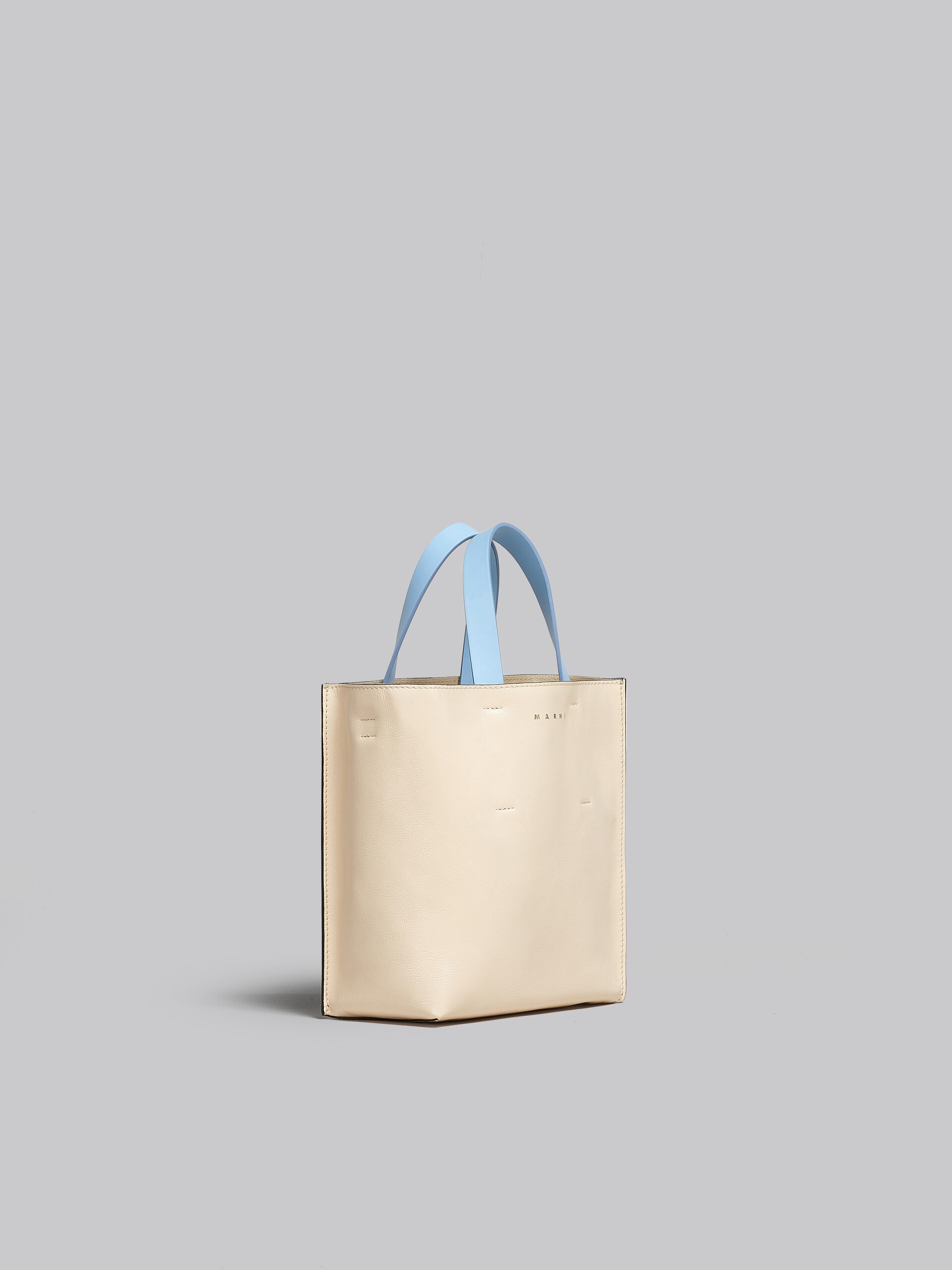 MUSEO SOFT MINI BAG IN WHITE BROWN AND LIGHT BLUE LEATHER - 6
