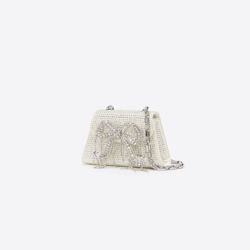 self-portrait Cream Rhinestone Micro Bow Bag outlook