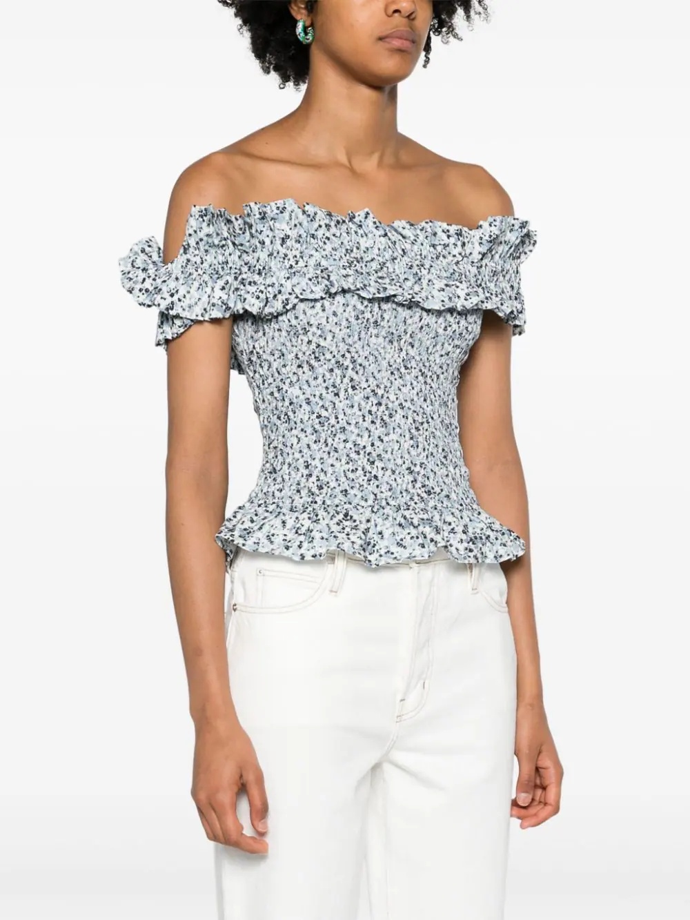 Printed Cotton Off-Shoulder Top - 3