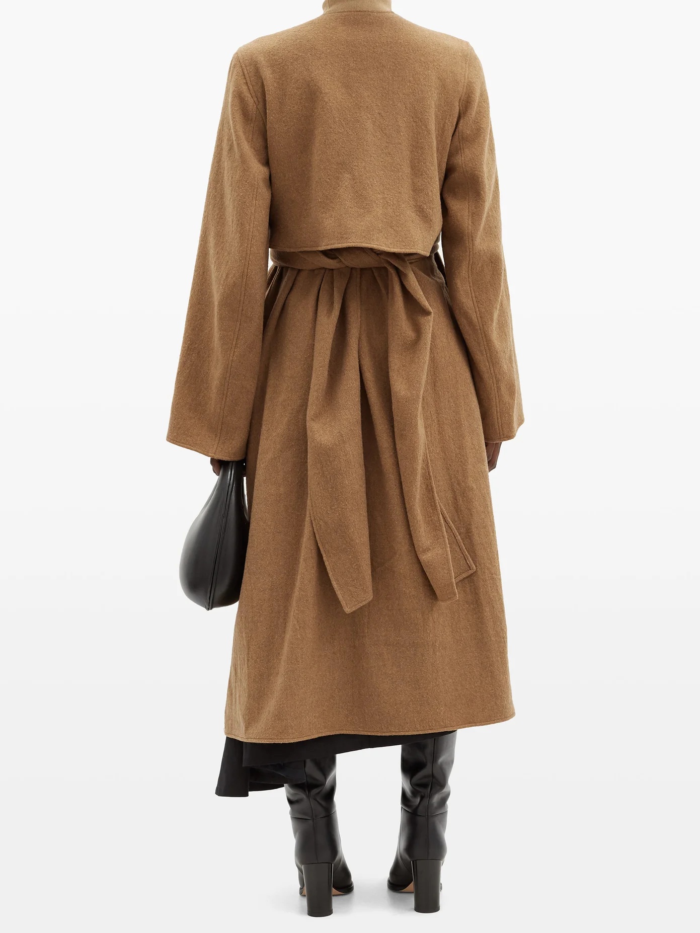 Draped wrap-front wool coat - 5