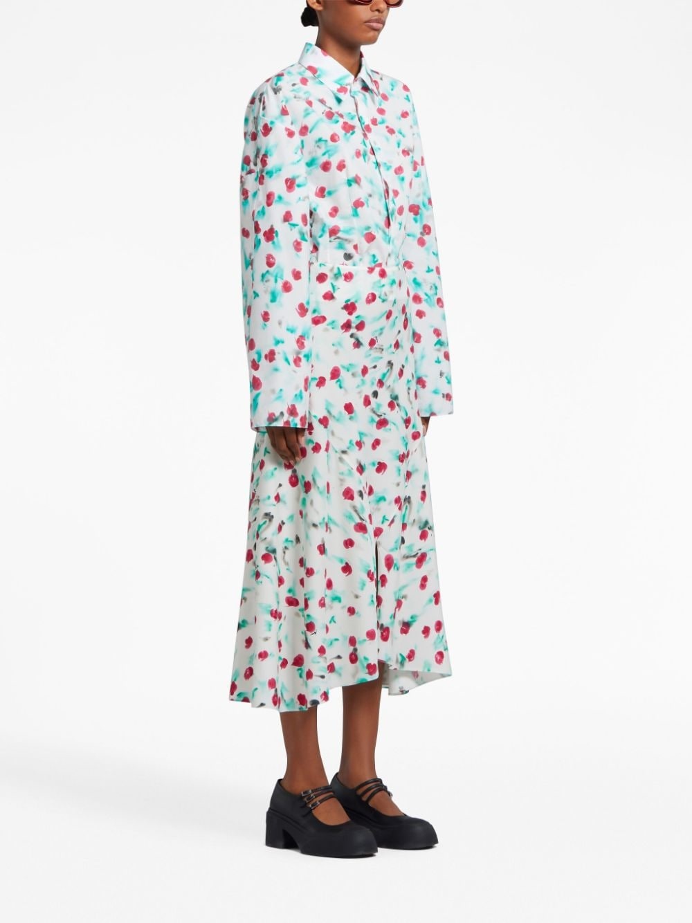 floral-print A-line cotton midi skirt - 3