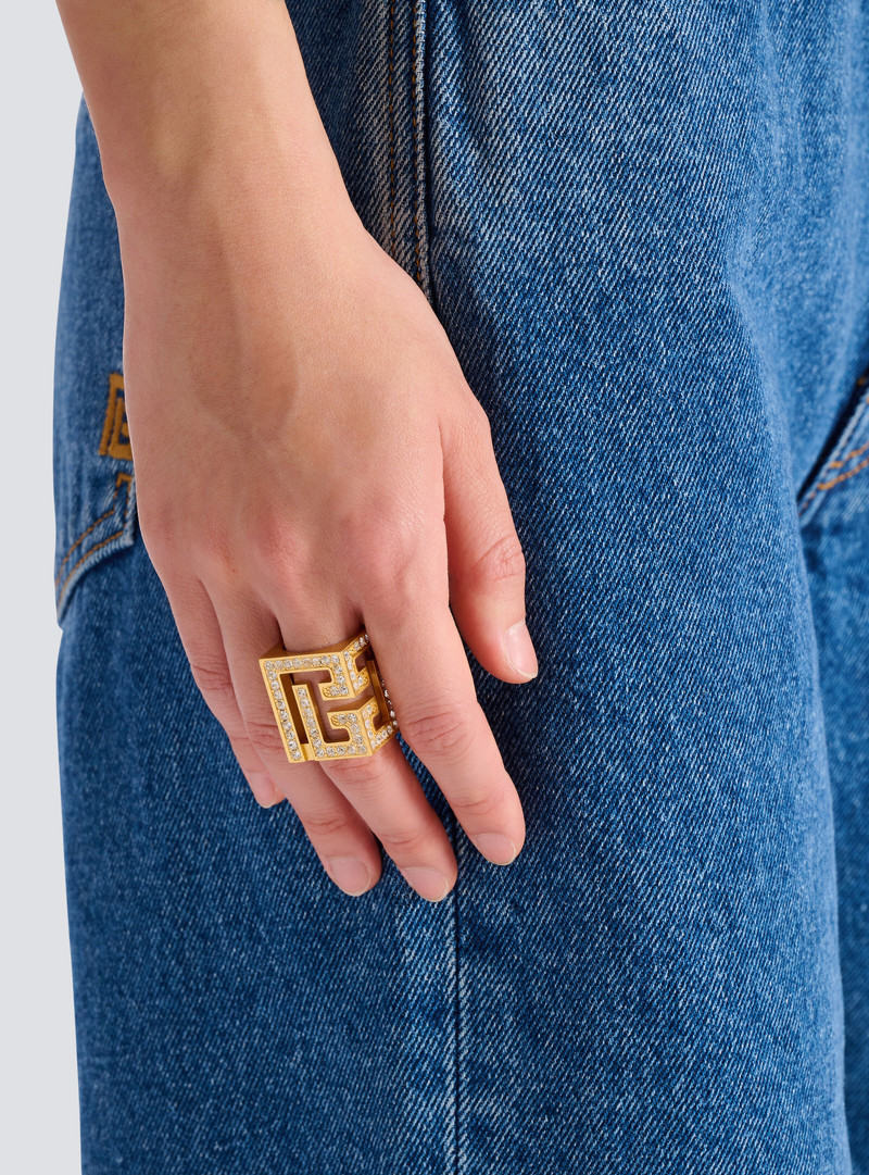 PB 3D rhinestone cube ring 6