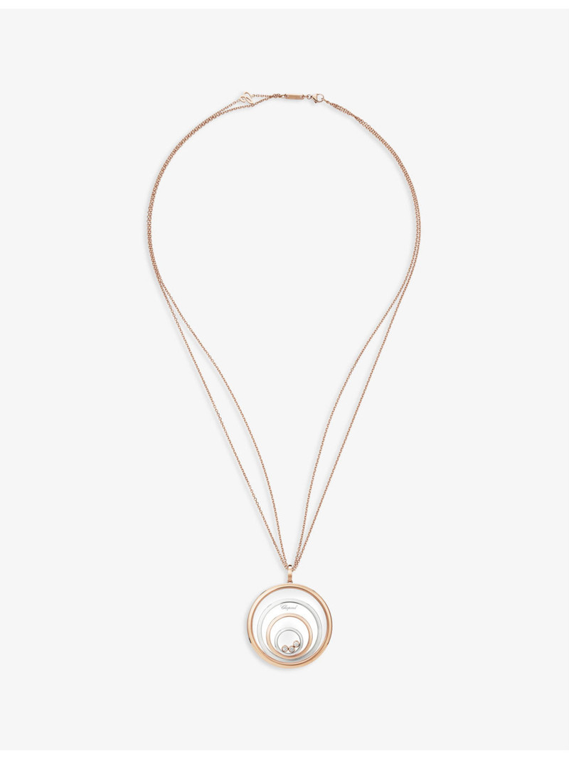 Chopard Happy Spirit 18ct white-gold, 18ct rose-gold and 0.28ct brilliant-cut diamond pendant necklace outlook