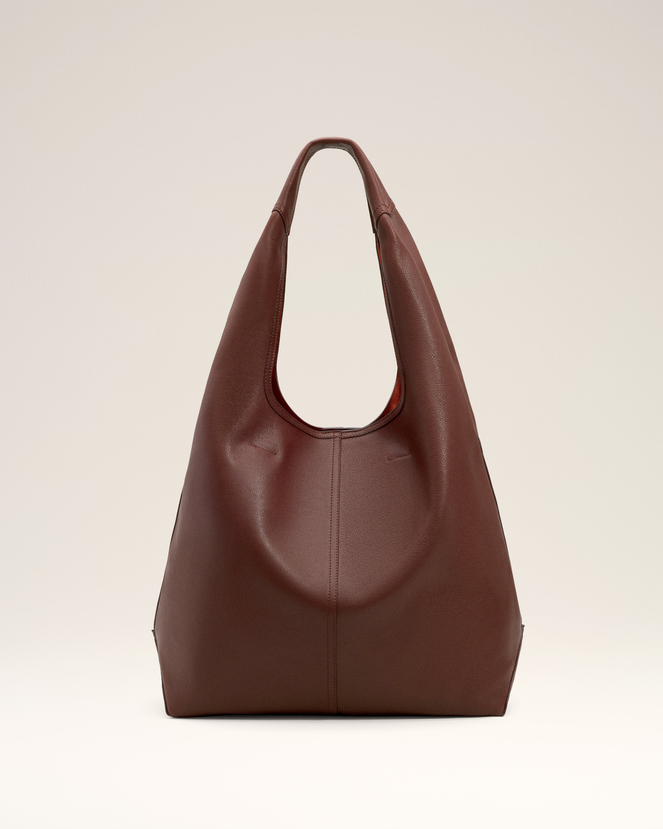 BURGUNDY SUPPLE LEATHER ETIENNE HOBO BAG - 4