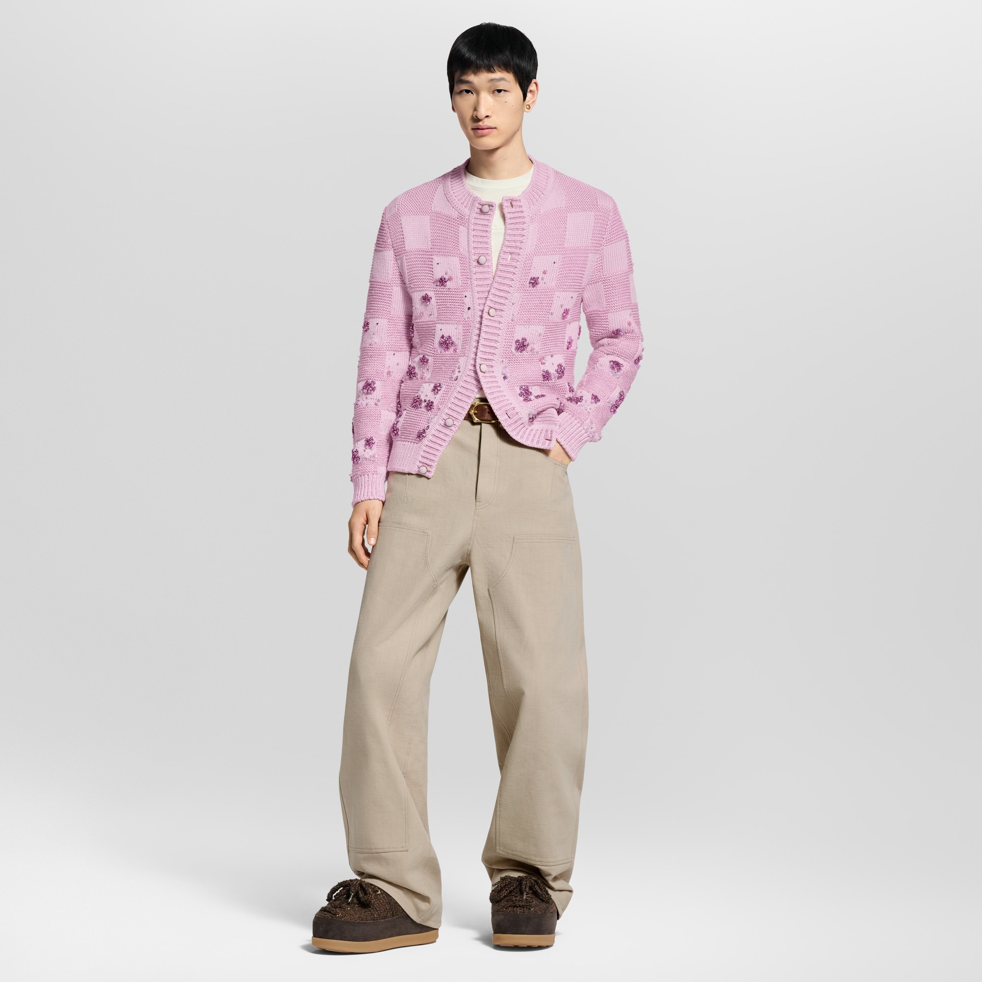Damier Embroidered Cardigan - 3