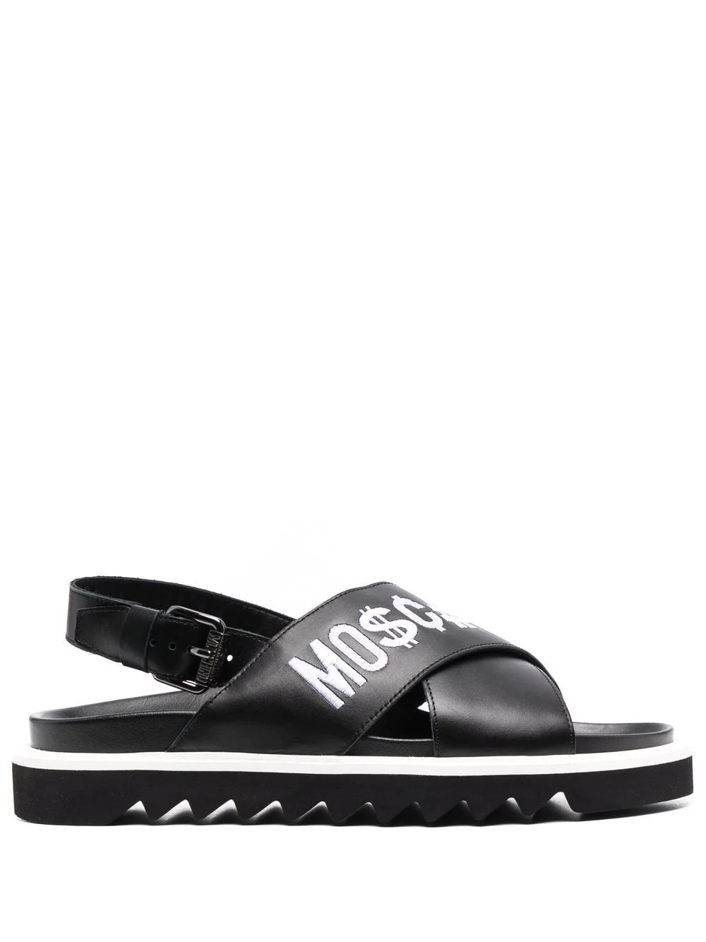 embroidered-logo cross-strap slides - 1