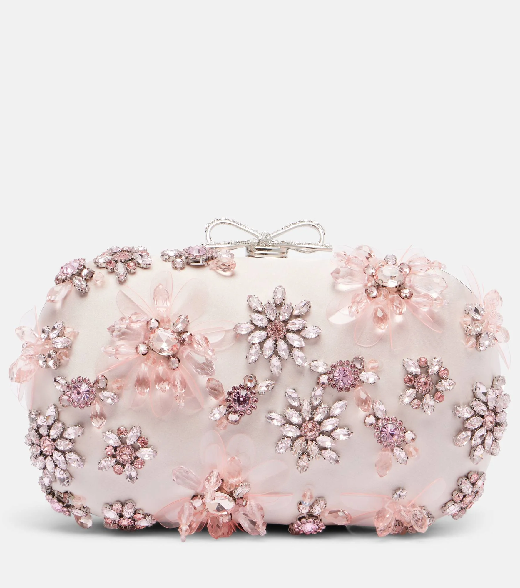 Crystal-embellished floral satin clutch - 1