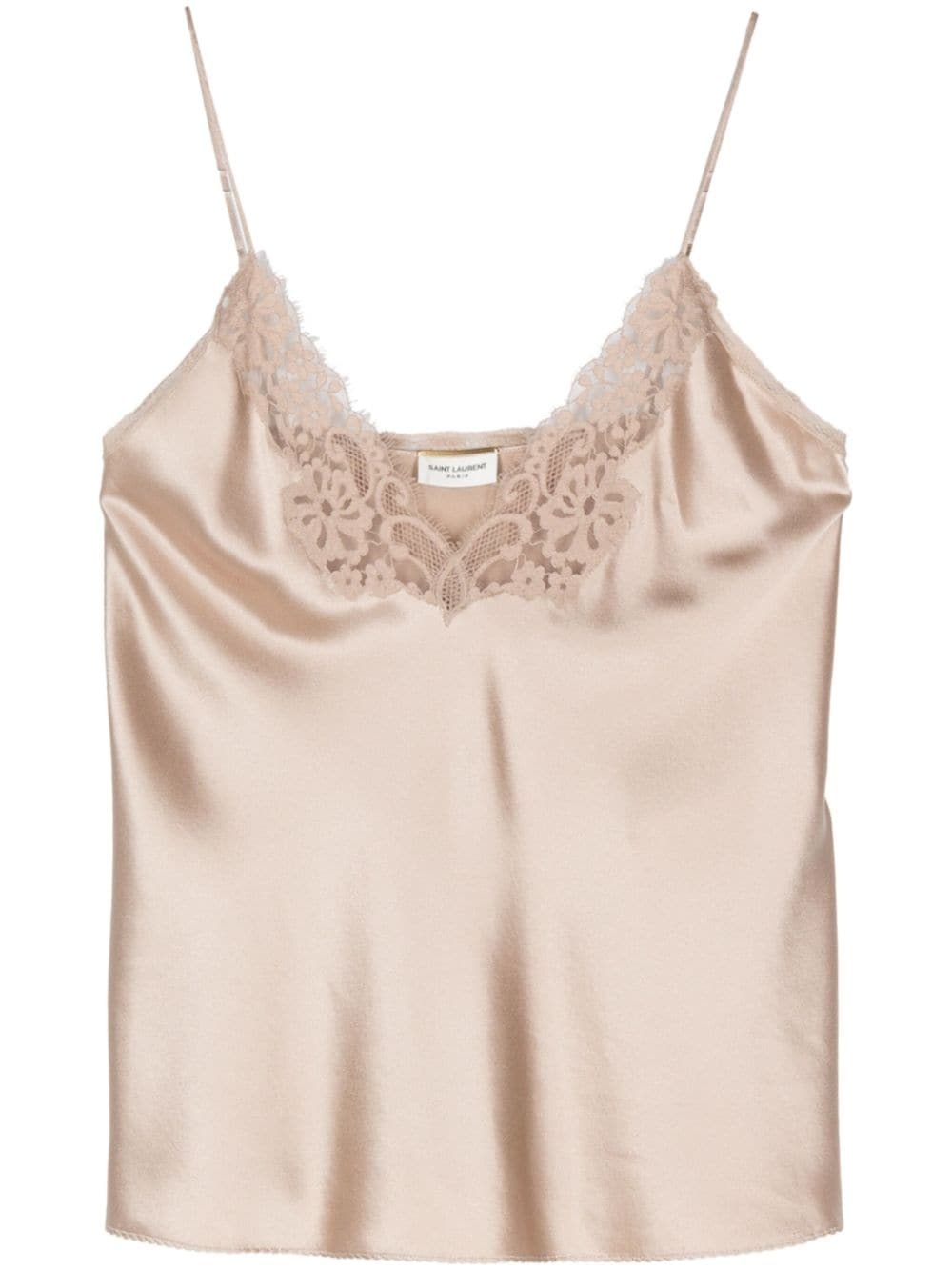 Tシャツ・カットソー SAINT LAURENT SATIN AND LACE LINGERIE TOP SAINT LAURENT lace-trim top | REVERSIBLE