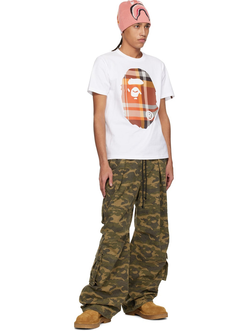 A BATHING APE® White Bape Check Big Ape Head T-shirt outlook