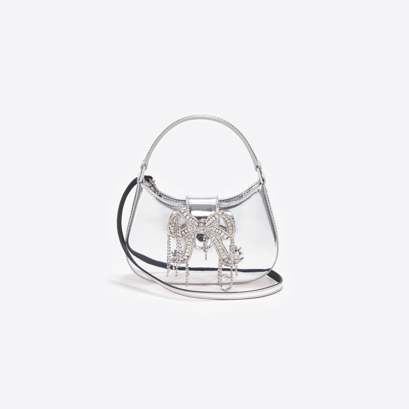 Silver Metallic Micro Embellished Crescent Bag 4