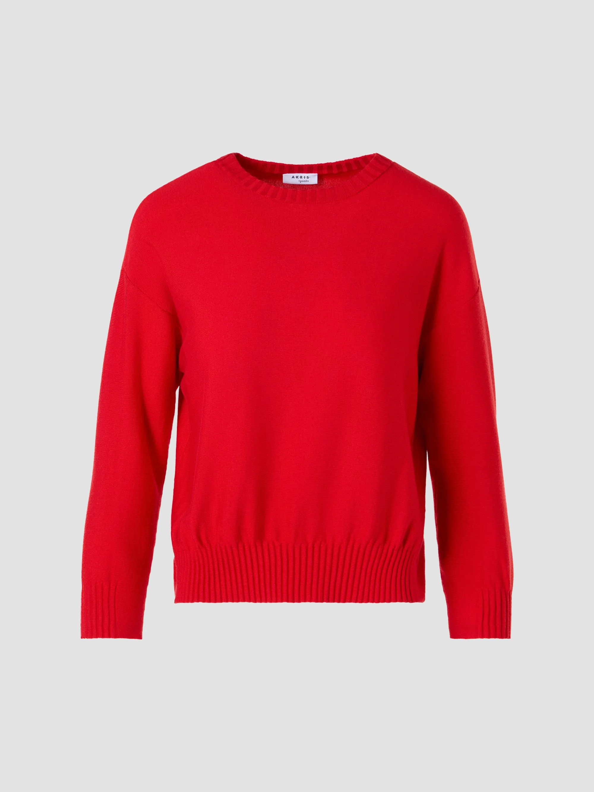 Women's Drop Shoulder Virgin Wool Sweater - Red - 1