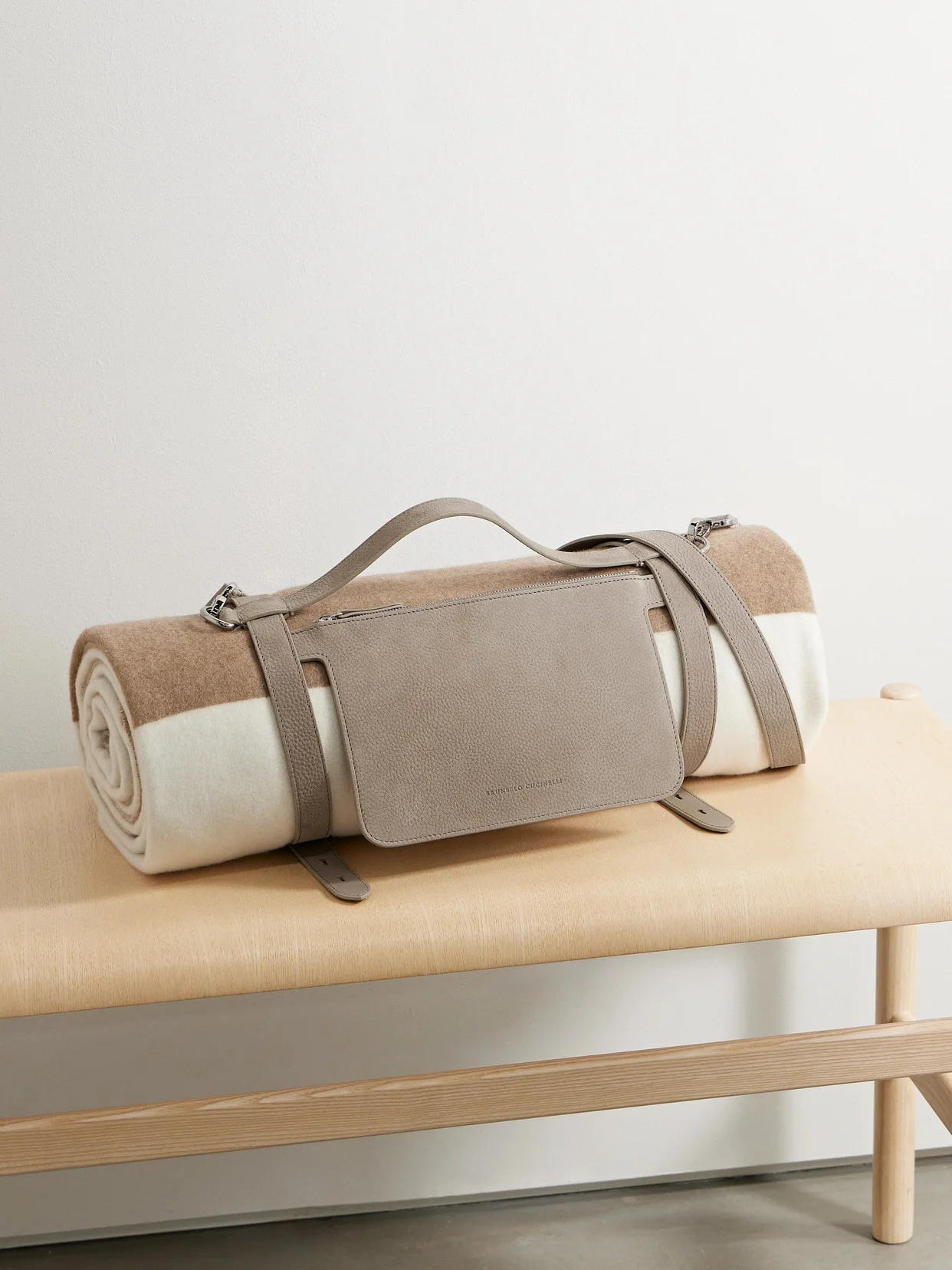 Textured-leather Blanket Holder - 1