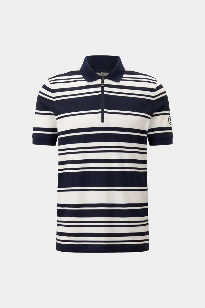 Flip functional short-sleeved top in Navy blue/white 1