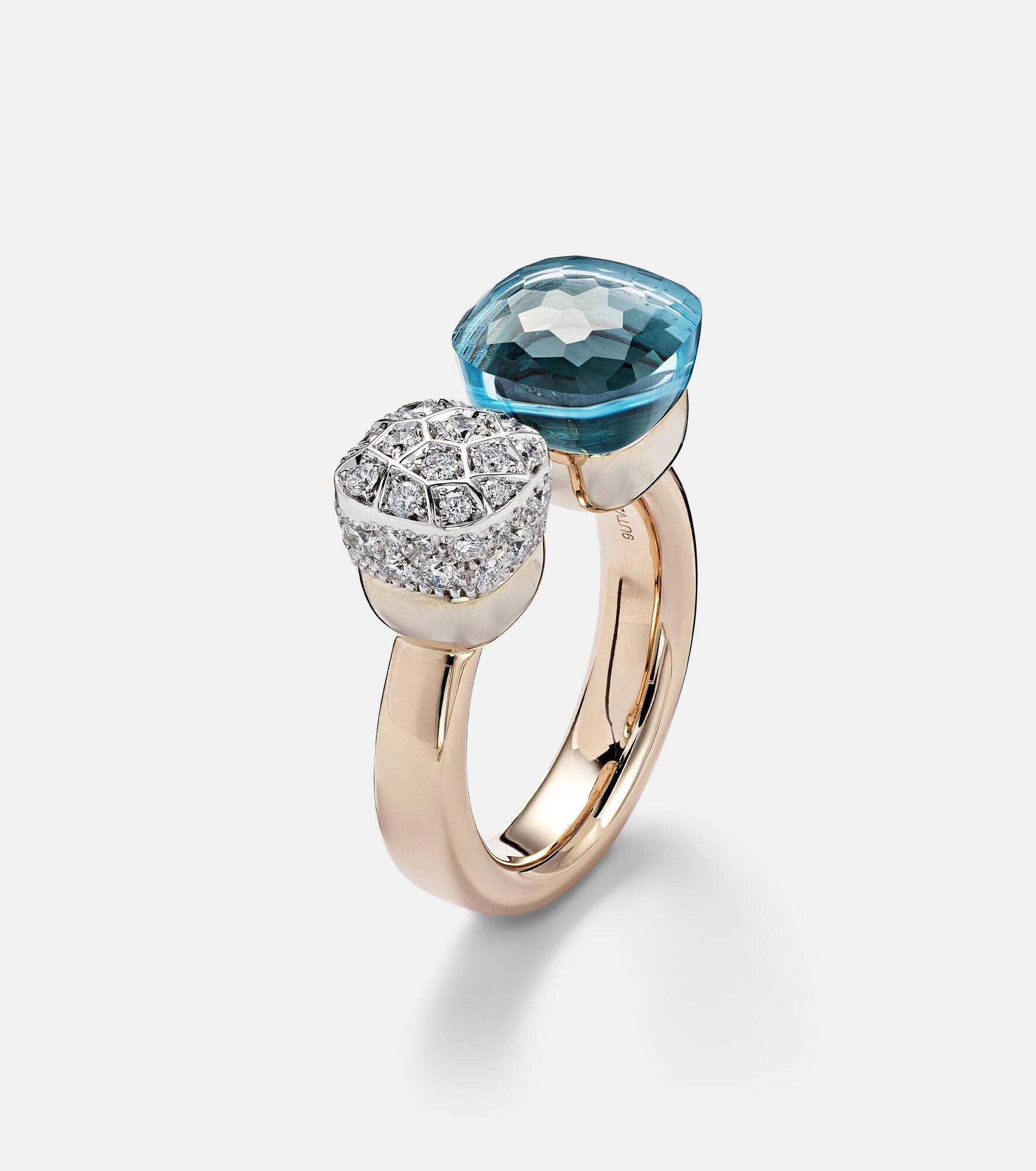 Nudo 18kt rose and white gold ring with topaz and diamonds - 4