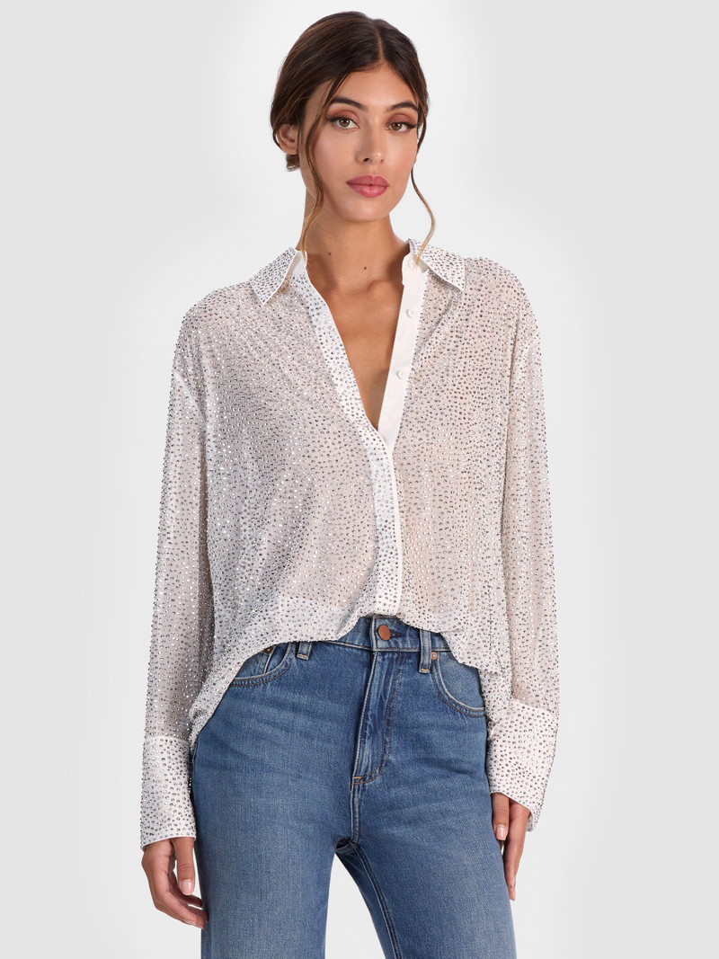 FINELY EMBELLISHED OVERSIZED BUTTON DOWN 2