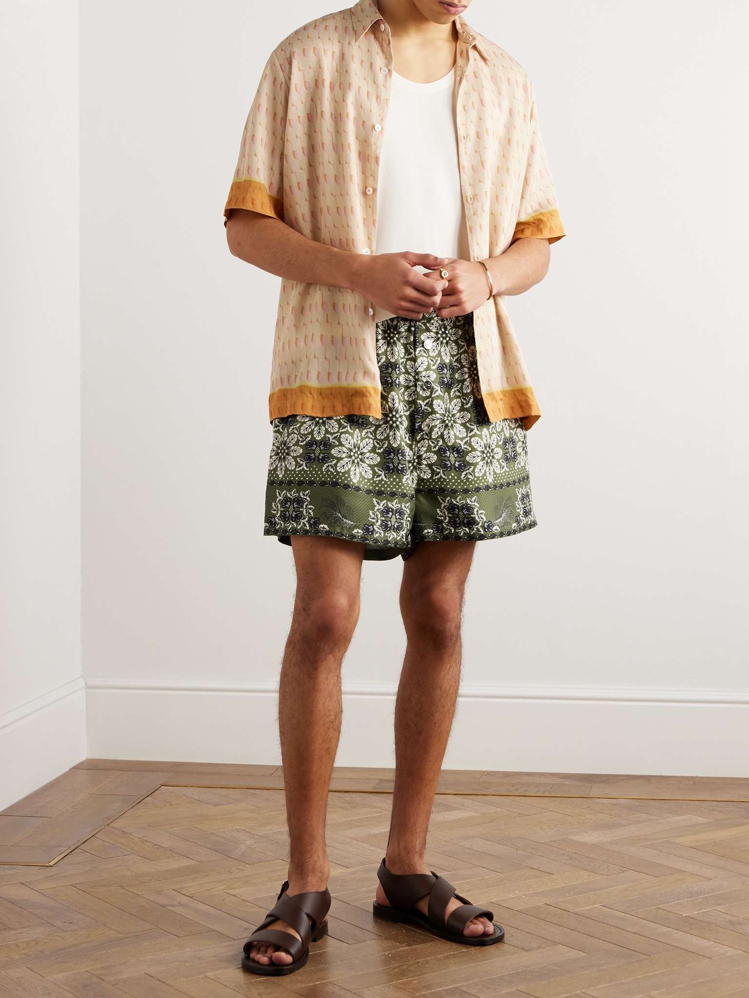 Wide-Leg Printed Silk-Twill Shorts - 2