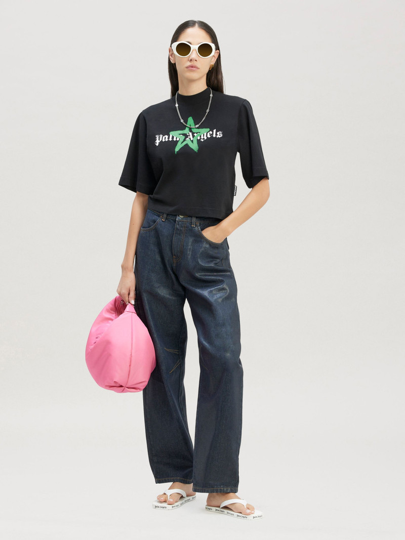 Palm Angels Star Sprayed Cropped T-shirt outlook