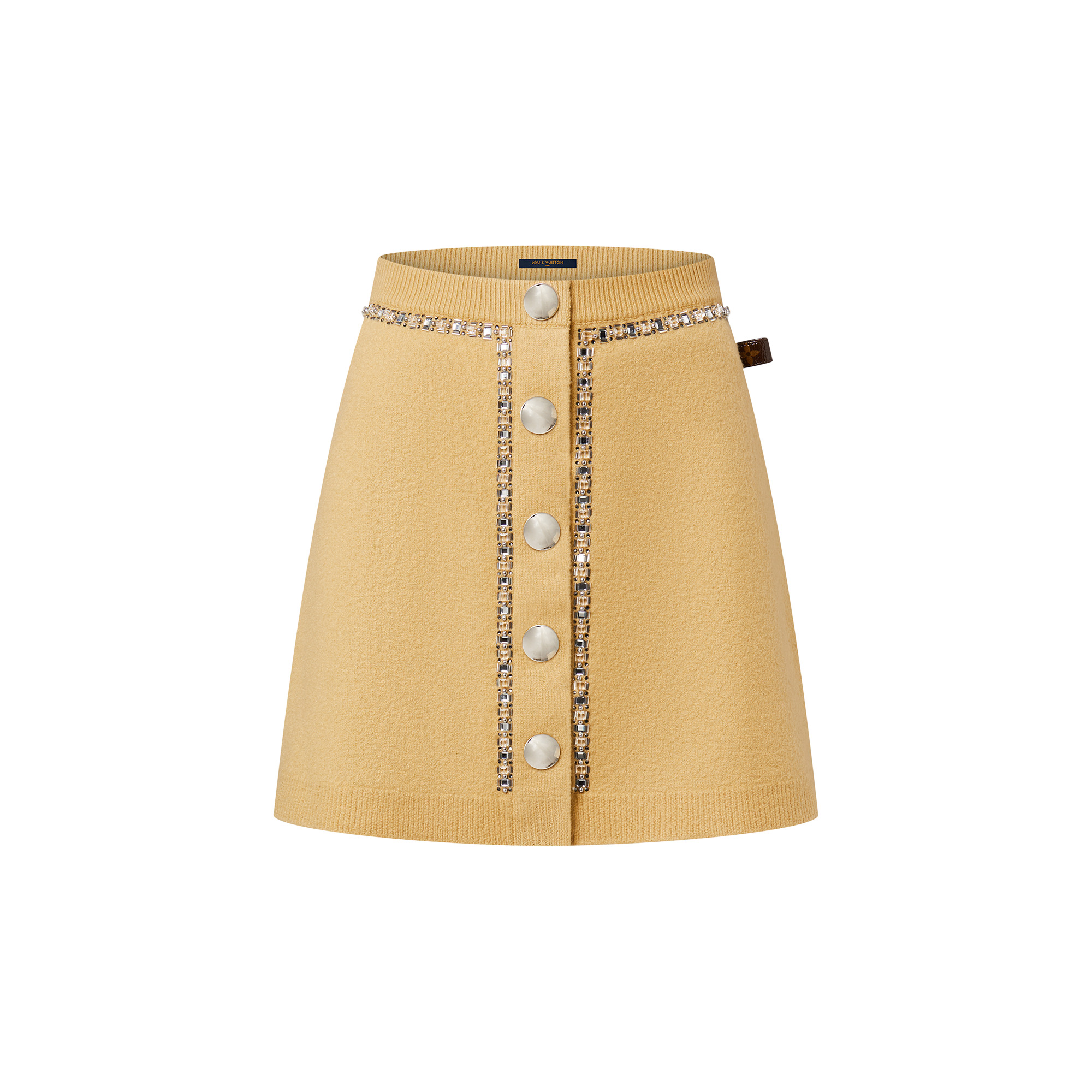 Beaded Trim Compact Knit Mini Skirt - 1