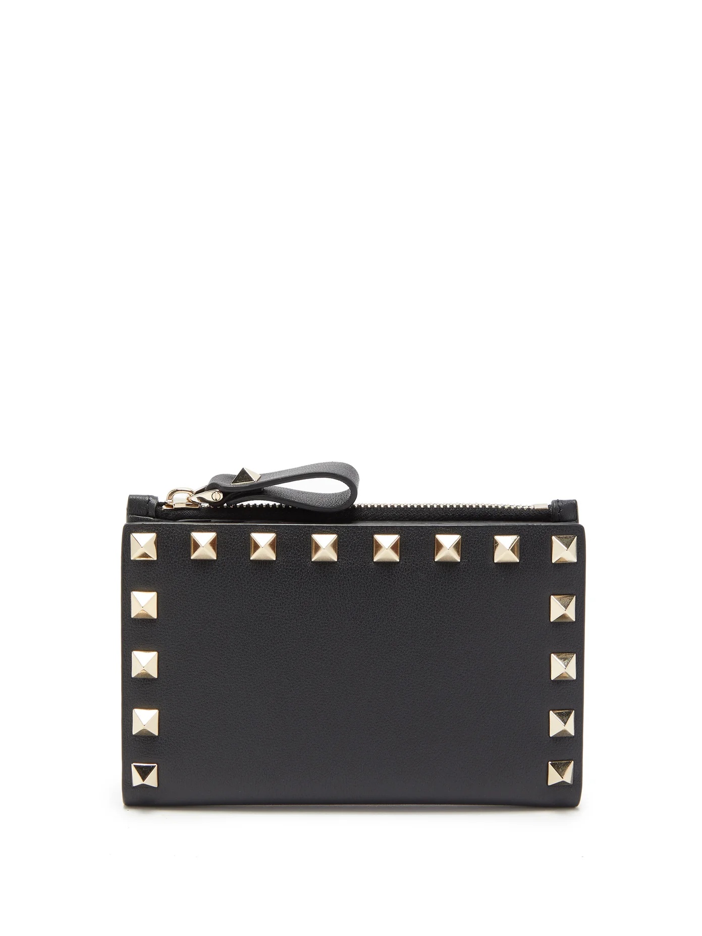 Rockstud leather card and coin purse - 1