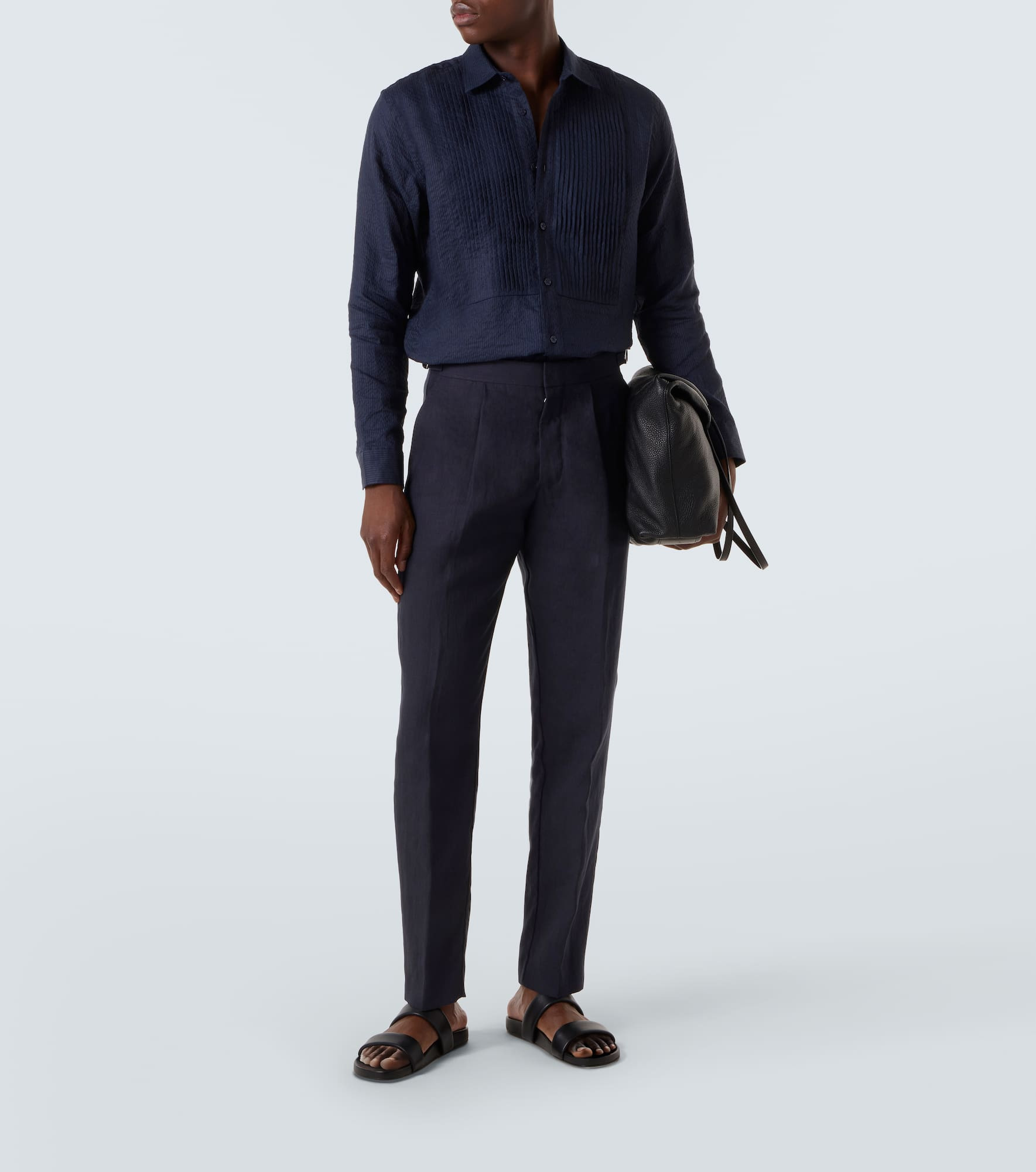 Giles cotton and linen tuxedo shirt - 2